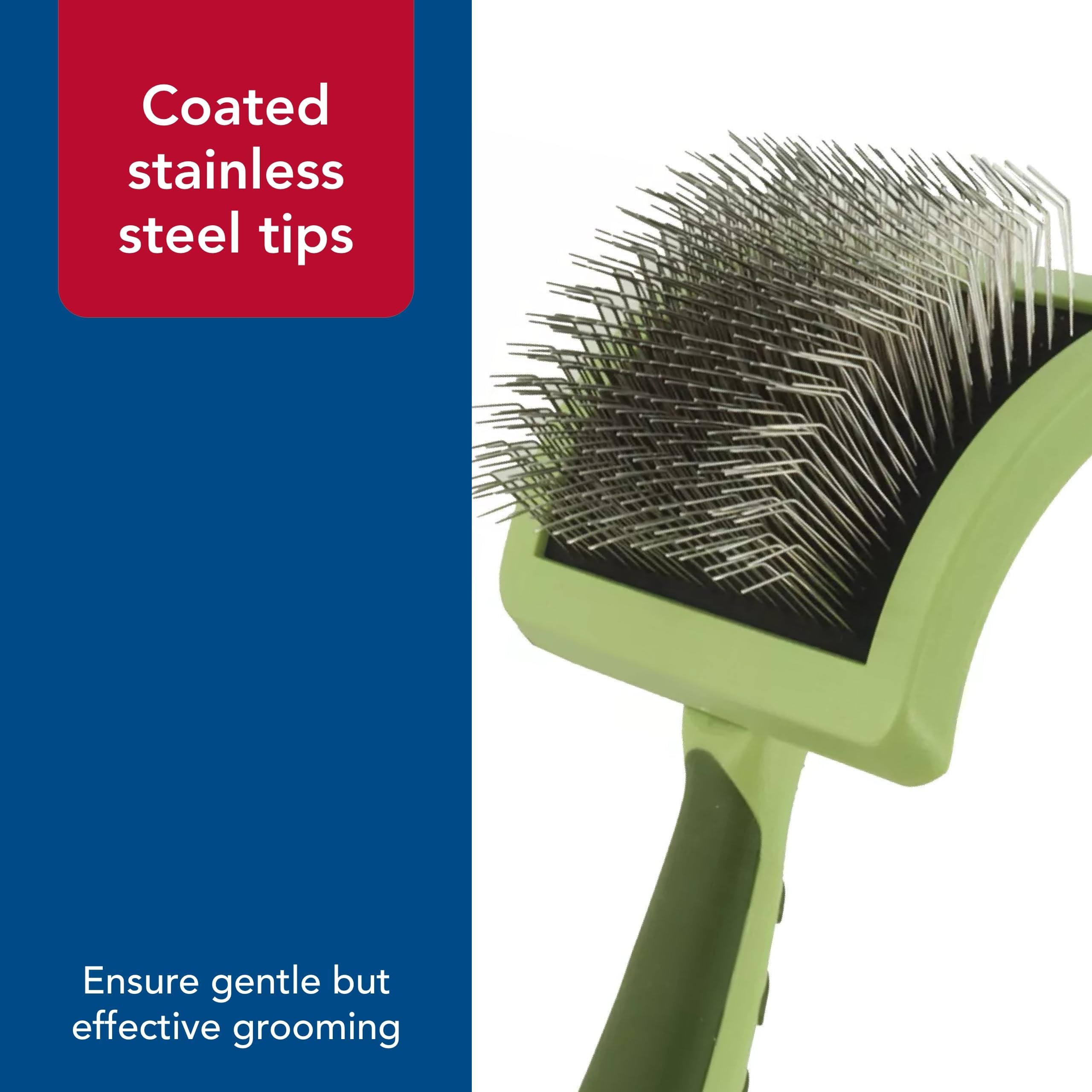 Coastal Pet Safari curved body design follows a dog's contours for efficient brushing.