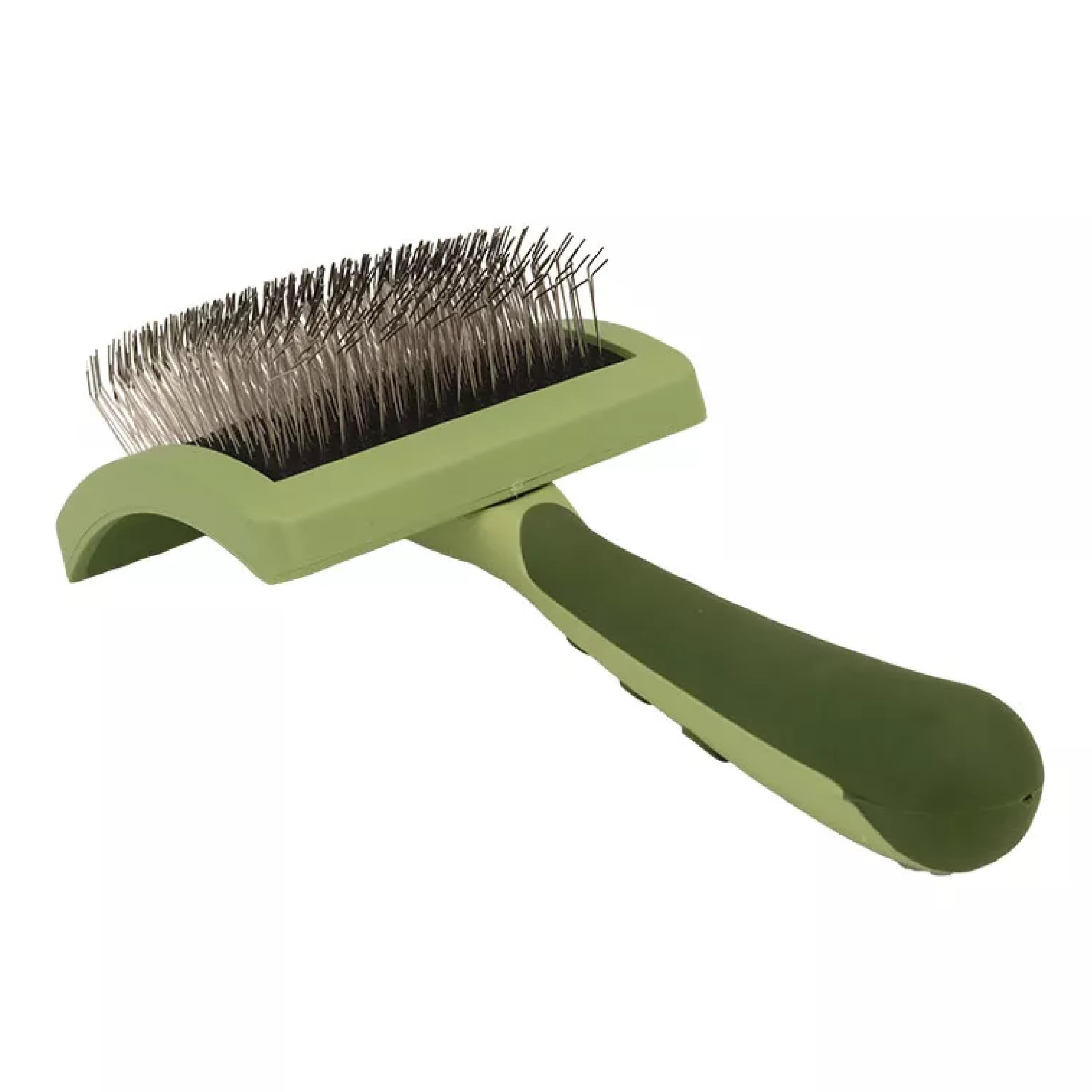 Coastal Pet Safari curved slicker brush head closeup for efficient long-hair grooming.