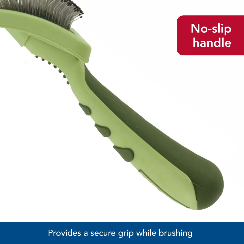 Coastal Pet Safari curved firm slicker brush packaging emphasizes quality care