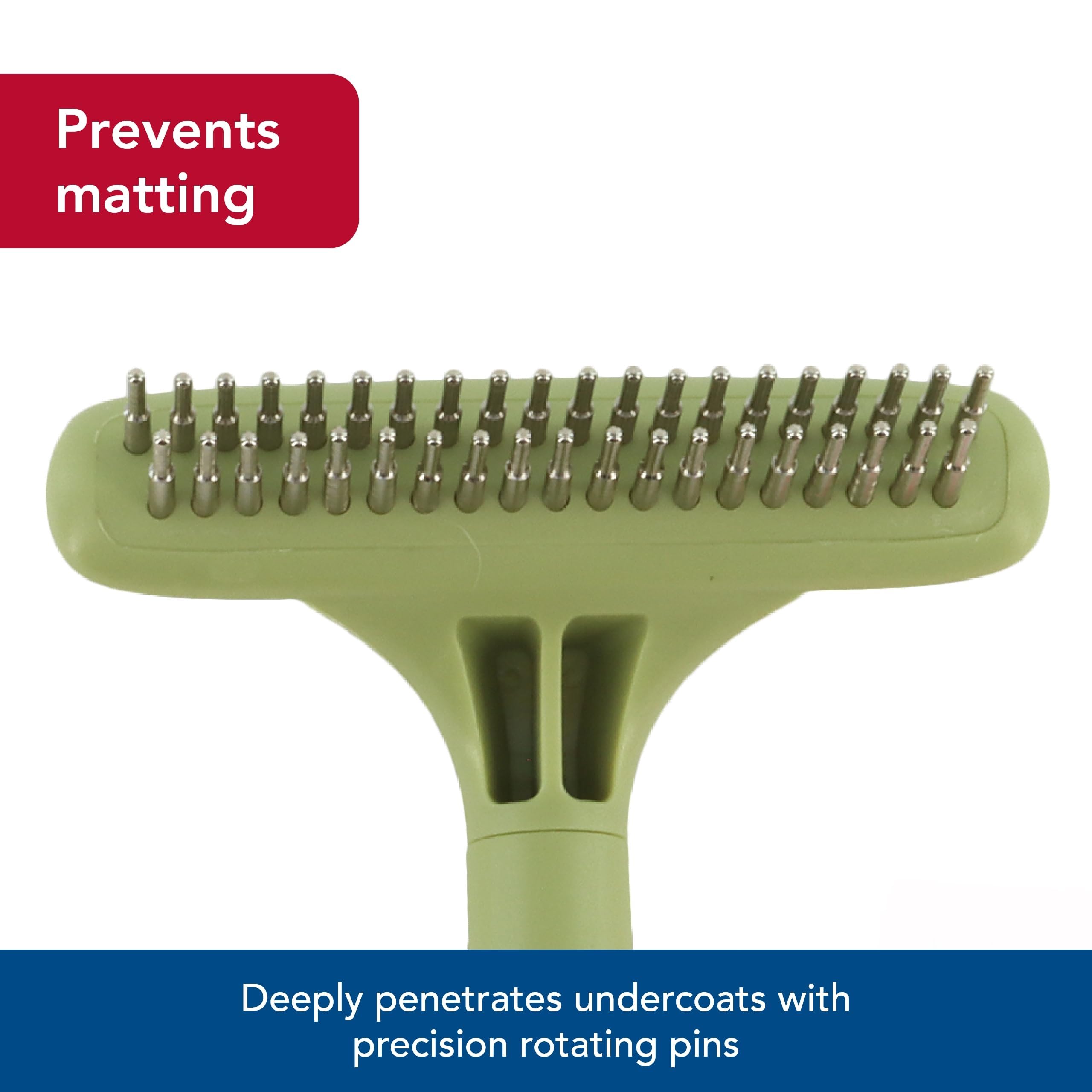 Coastal Pet Safari Undercoat Rake targets mats and tangles for quick, gentle detangling.