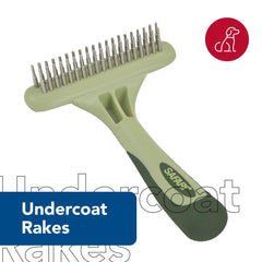 Coastal Pet Safari Undercoat Rake penetrates undercoat for thorough detangling and smoother coats.