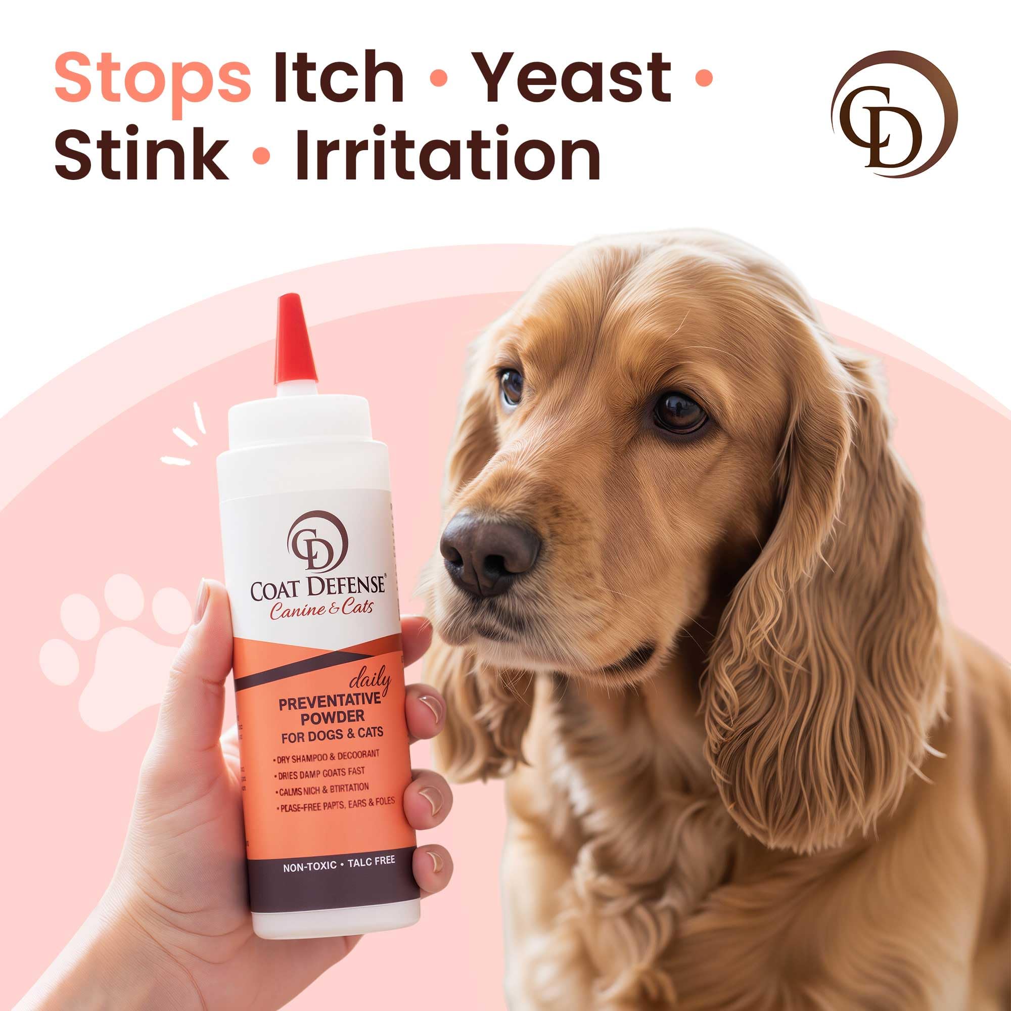 COAT DEFENSE dry coat maintenance on a well-groomed dog or cat.