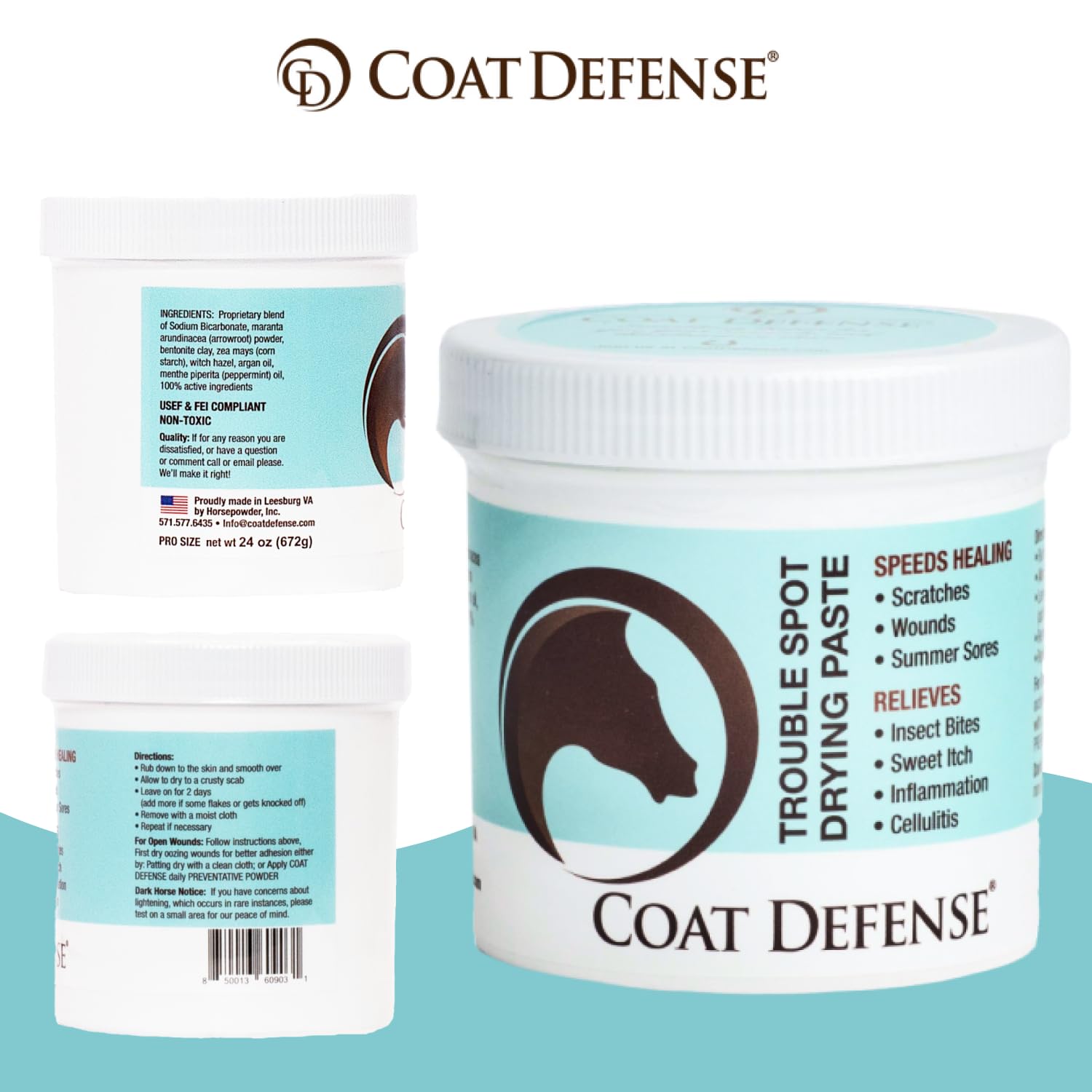 COAT DEFENSE drying paste texture shown for non-wet wound care.