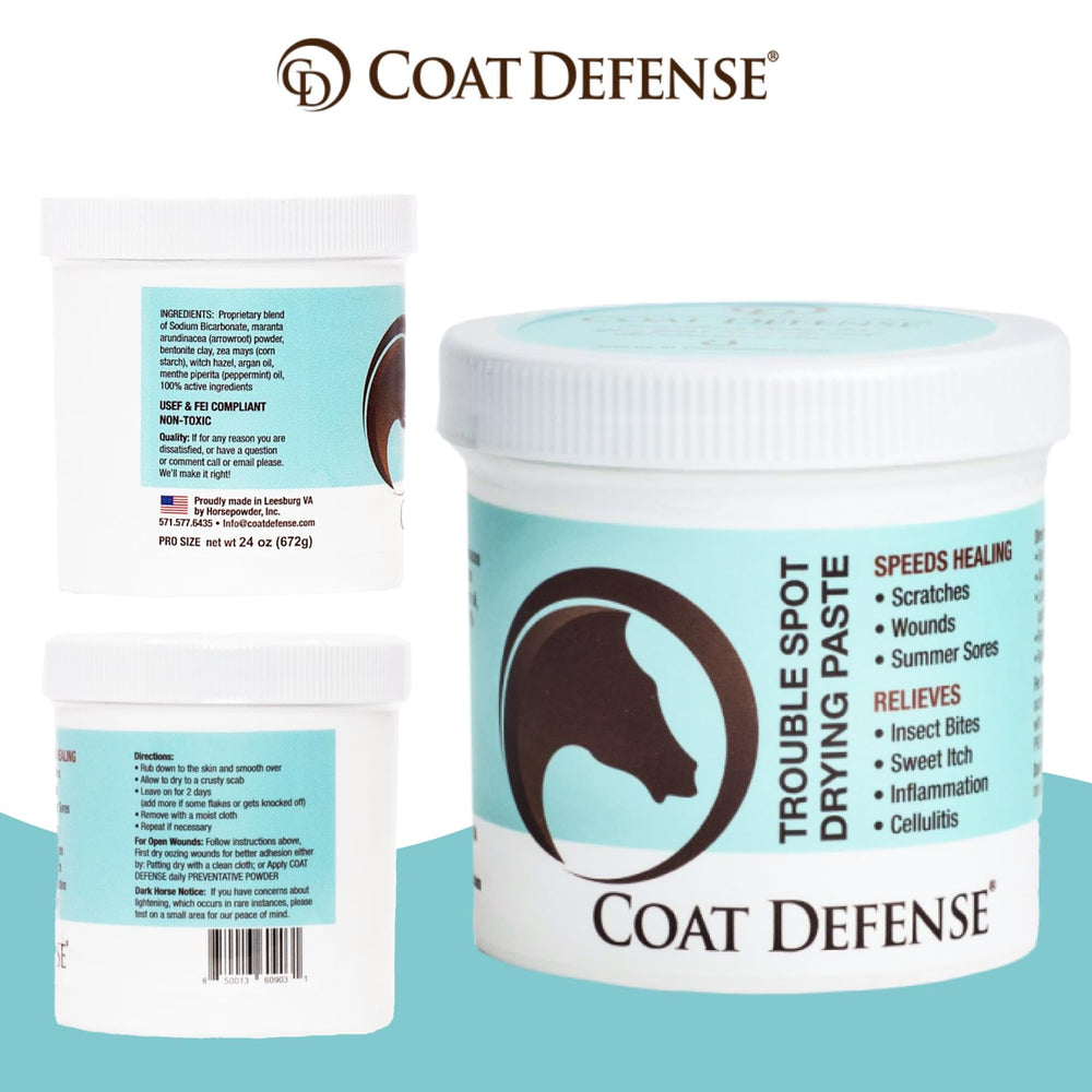 COAT DEFENSE drying paste texture shown for non-wet wound care.
