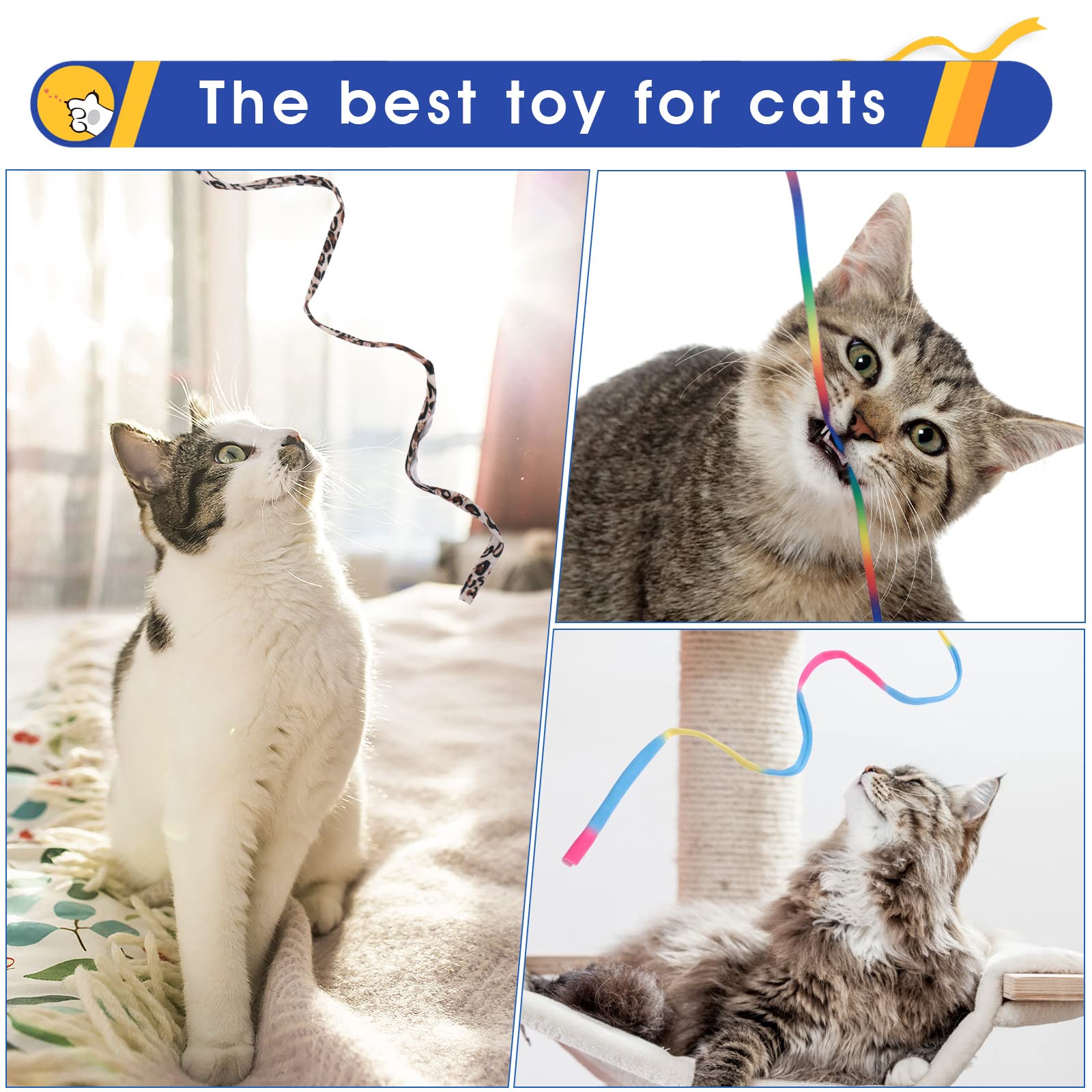 Cobee cat wand toy leopard-print cloth string 60cm boosts hunting instincts safely.