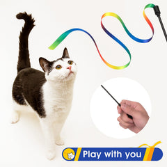 Cobee cat wand toy rainbow cloth string 60cm supports versatile play.