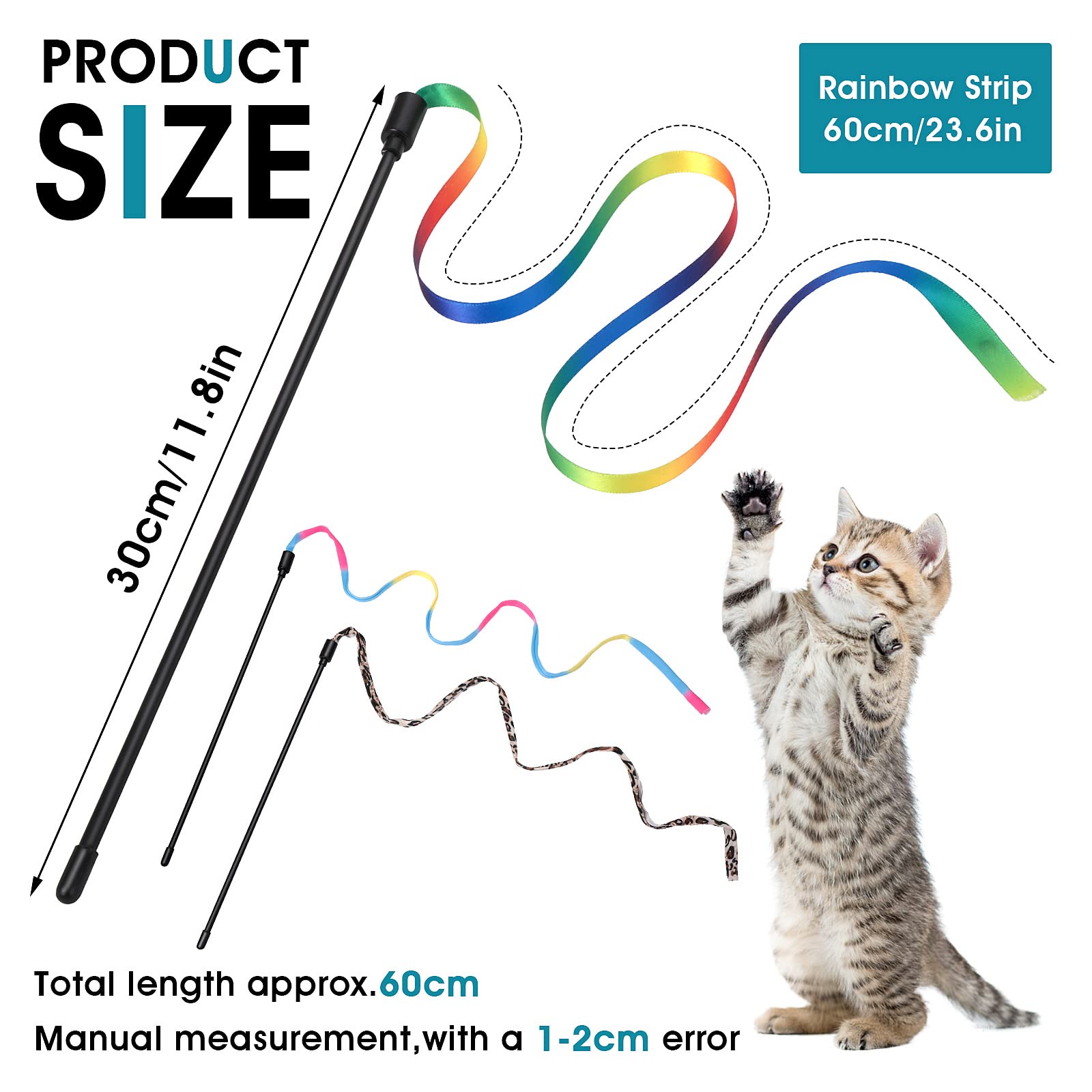 Cobee 3-pack cat wand set offers three string styles for varied play.