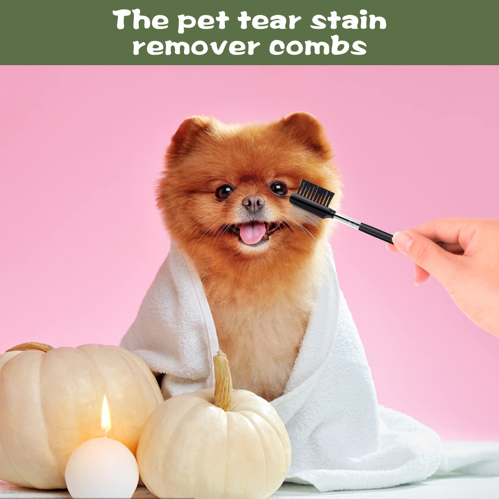 Cobee dog and cat tear comb set packed for travel and on-the-go grooming