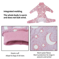 COCHPR dog pajamas glow-dark pink back view improves nighttime visibility