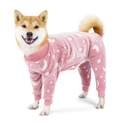 COCHPR dog pajamas glow-dark pink front view for enhanced visibility