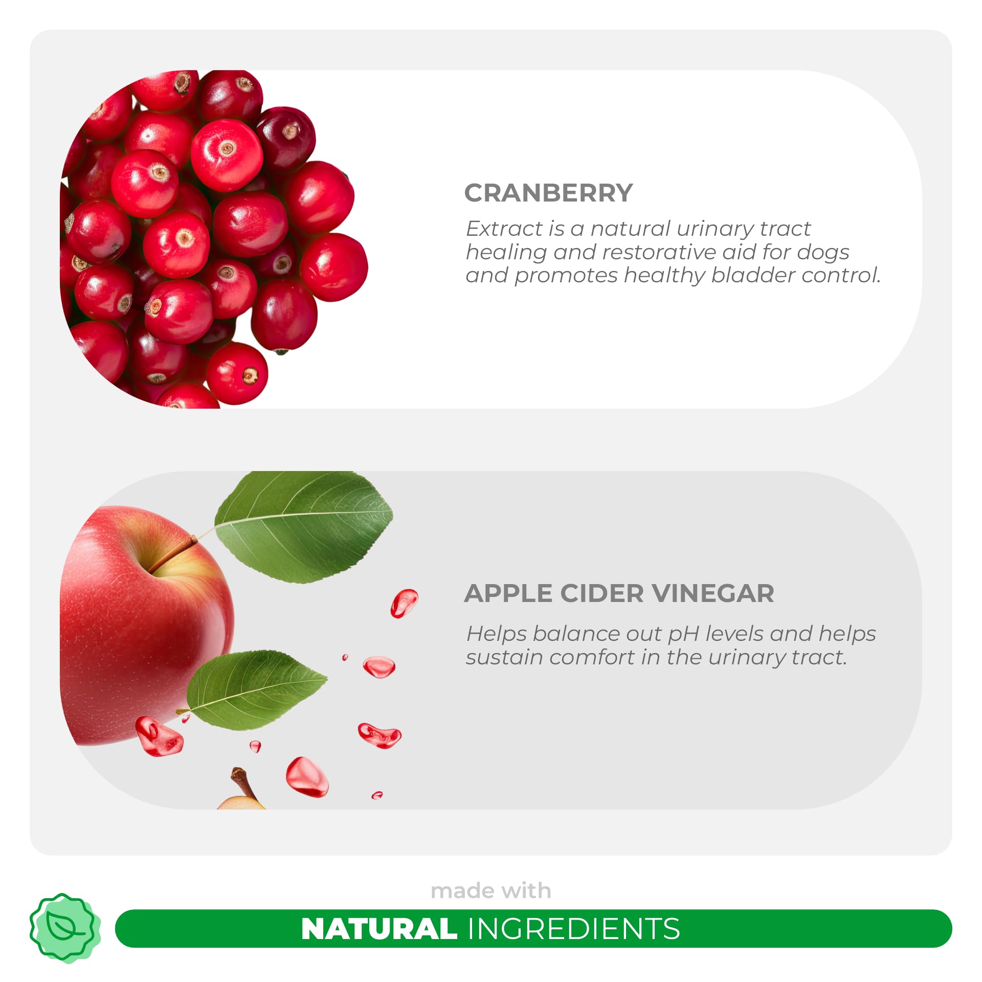 Coco and Luna urinary tract supplement tablets close up showing kidney function support