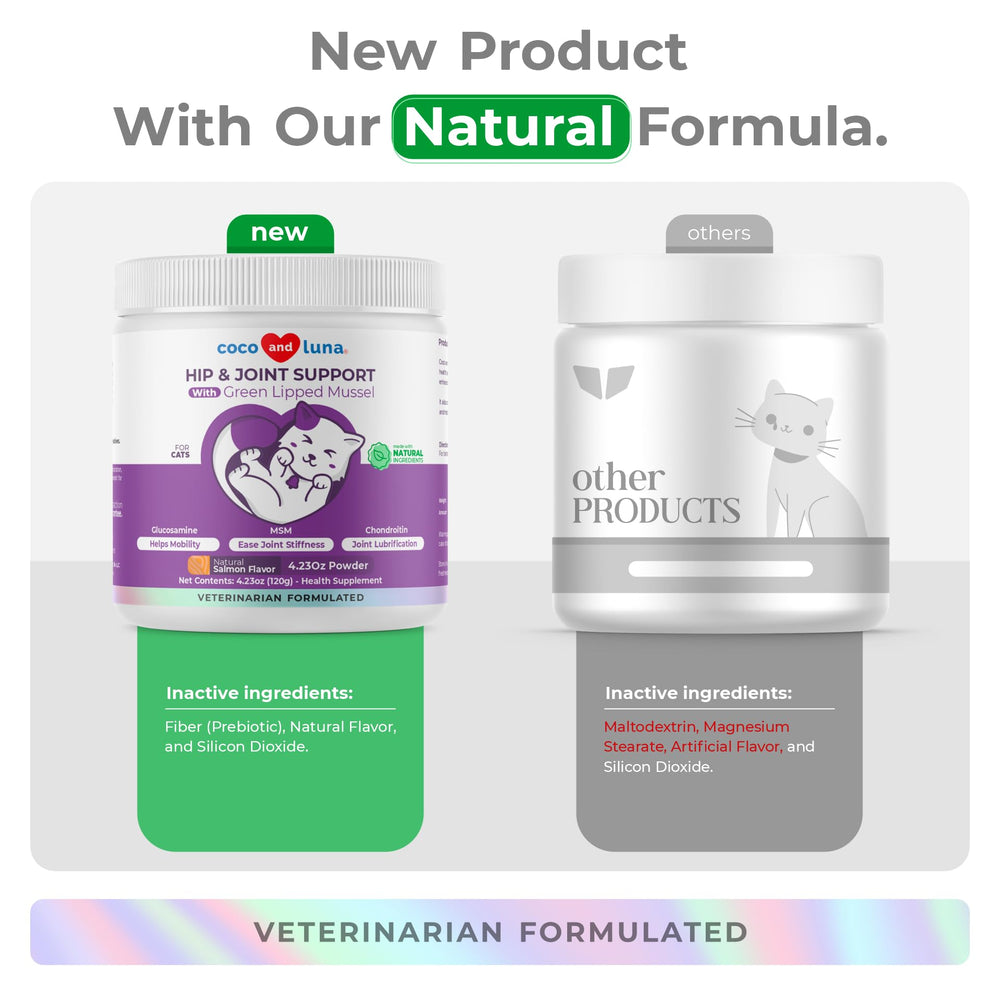Coco and Luna MSM and chondroitin for cats supporting connective tissues.