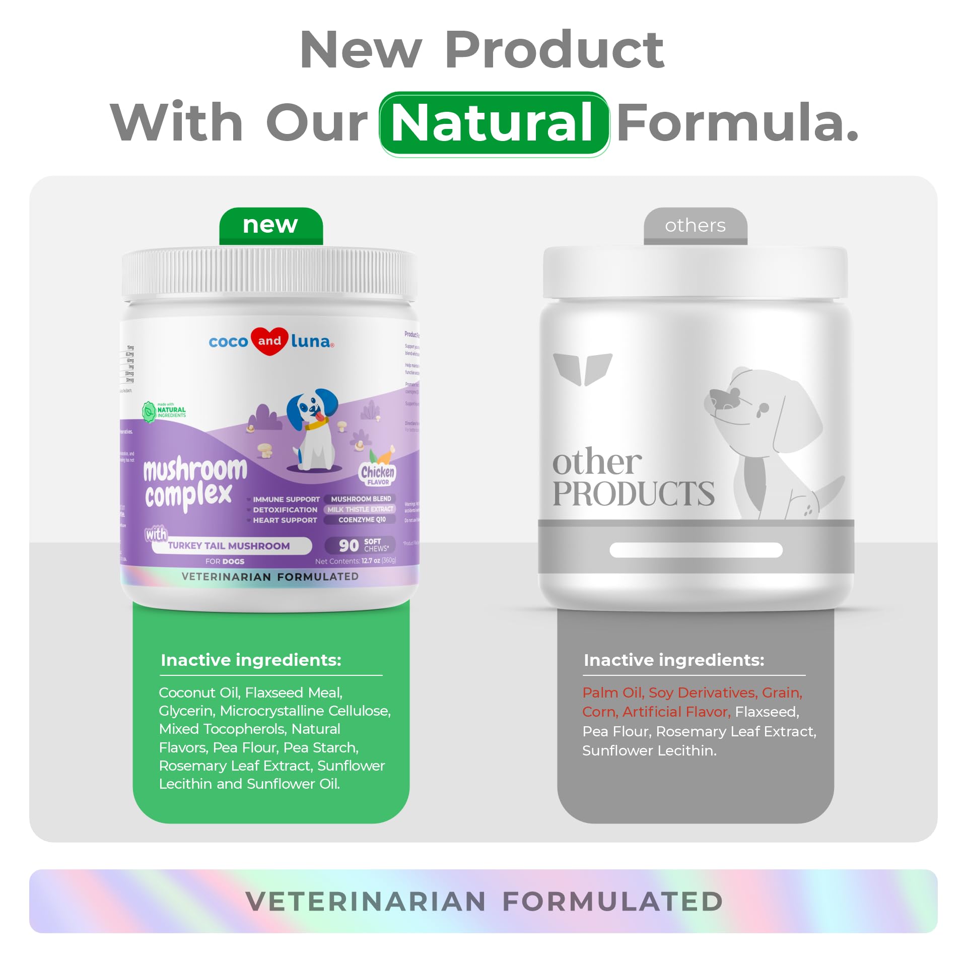Coco and Luna Mushroom Complex dog milk thistle soft chews promote liver-friendly daily maintenance
