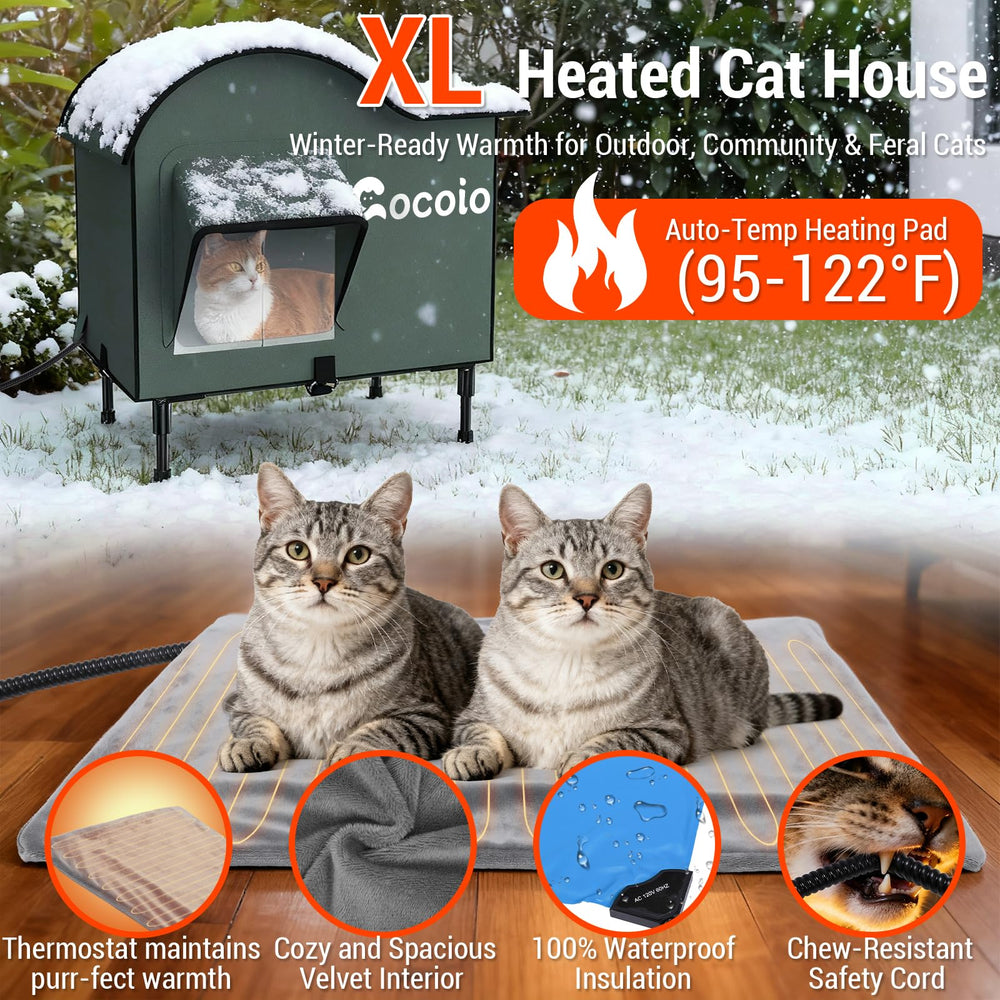cocoio heated outdoor cat house chew-proof cable anchors shelter