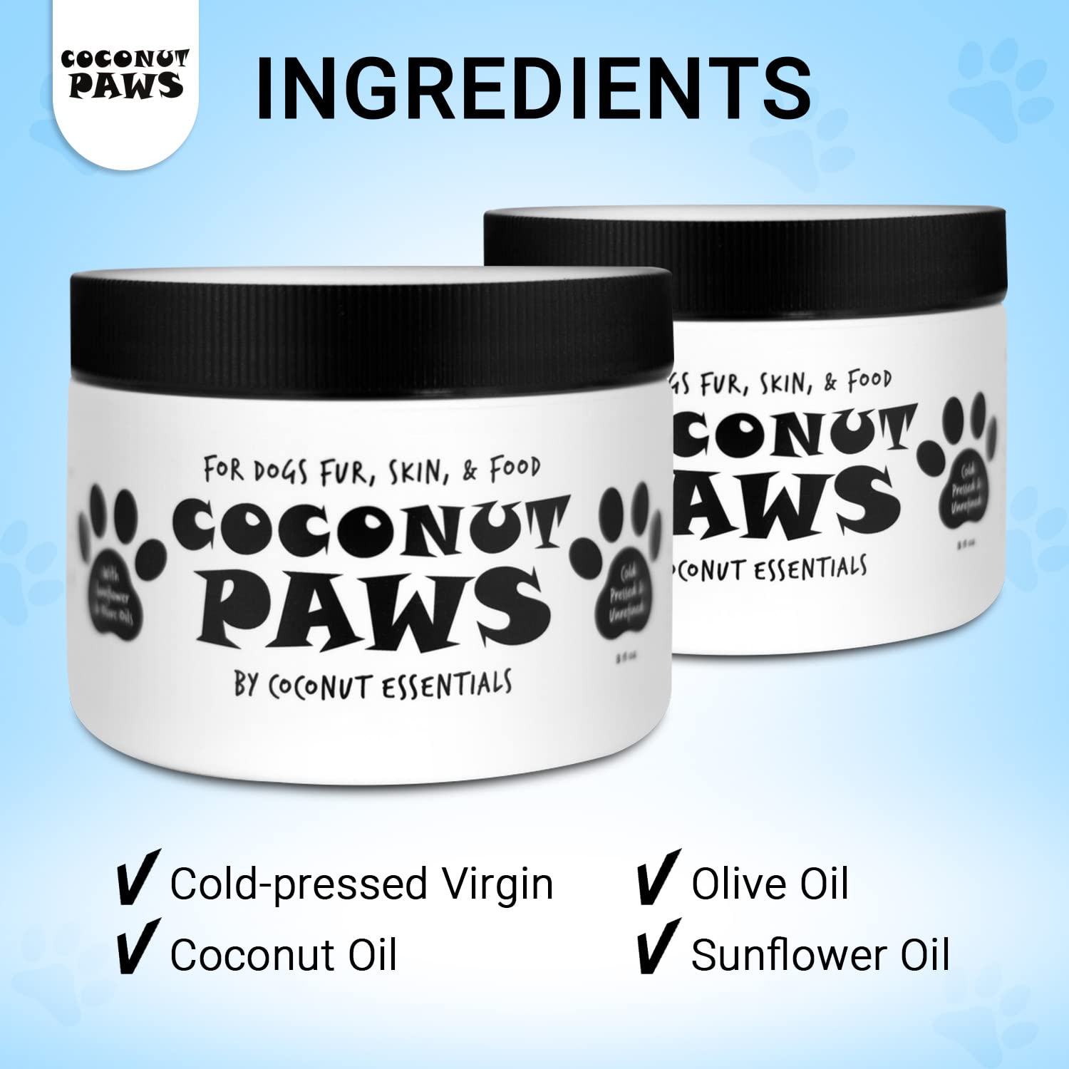 Coconut Essentials Coconut Paws safe-for-sensitive-skin badge-closeup communicates gentle care for delicate skin.