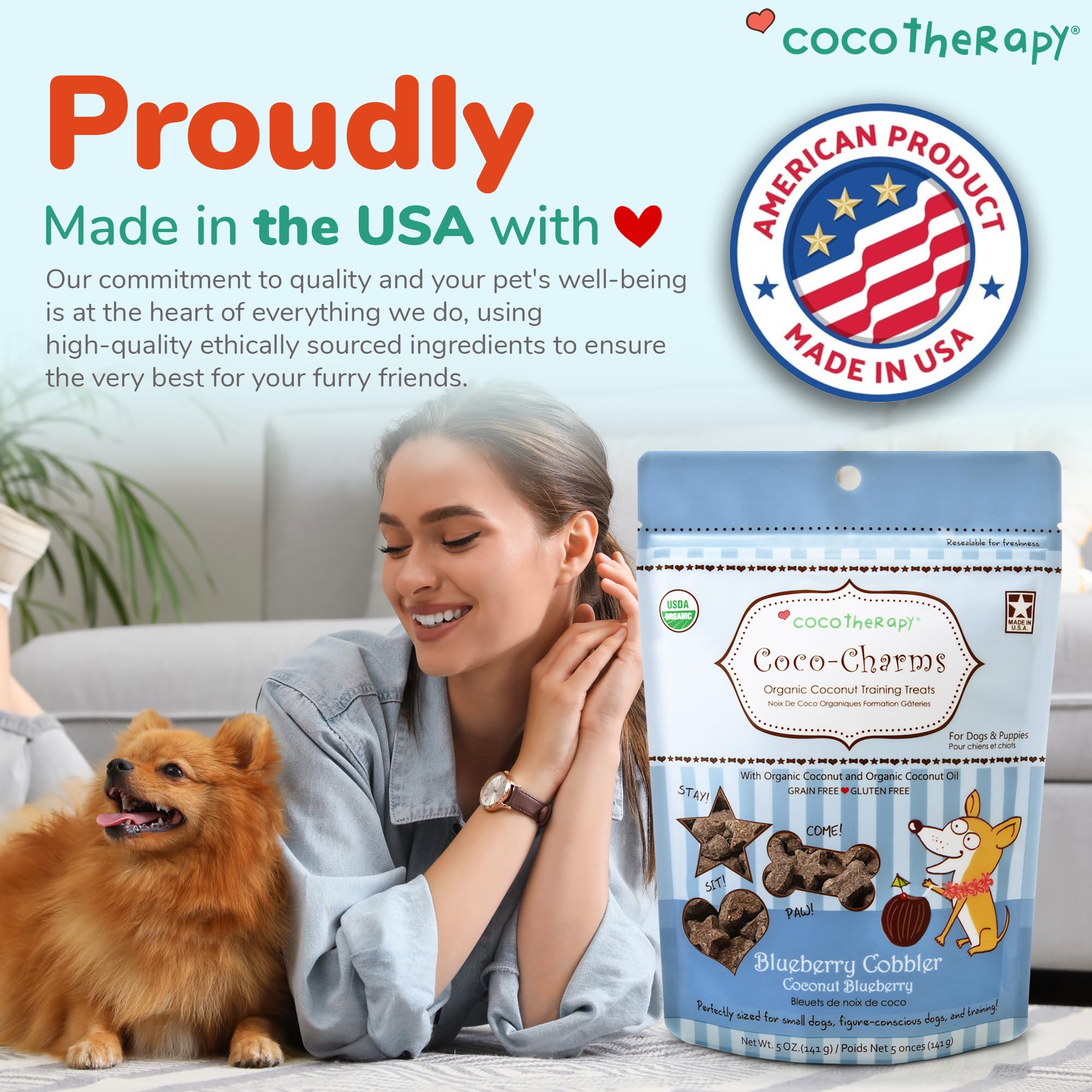 Cocotherapy Coco-Charms Blueberry Cobbler USDA Organic badge emphasizes certified ingredients