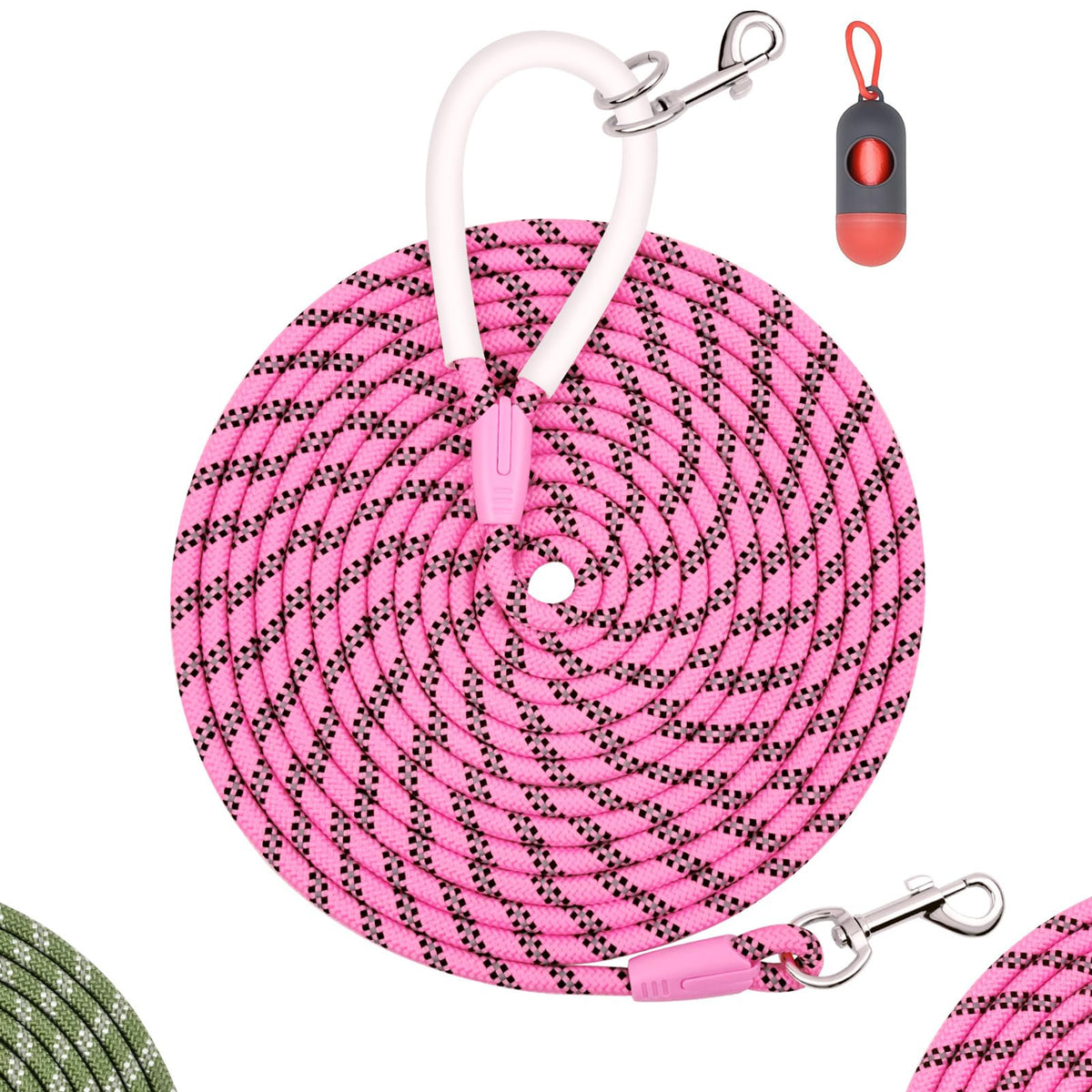 Codepets long rope leash pink 360-rotation hook for training control