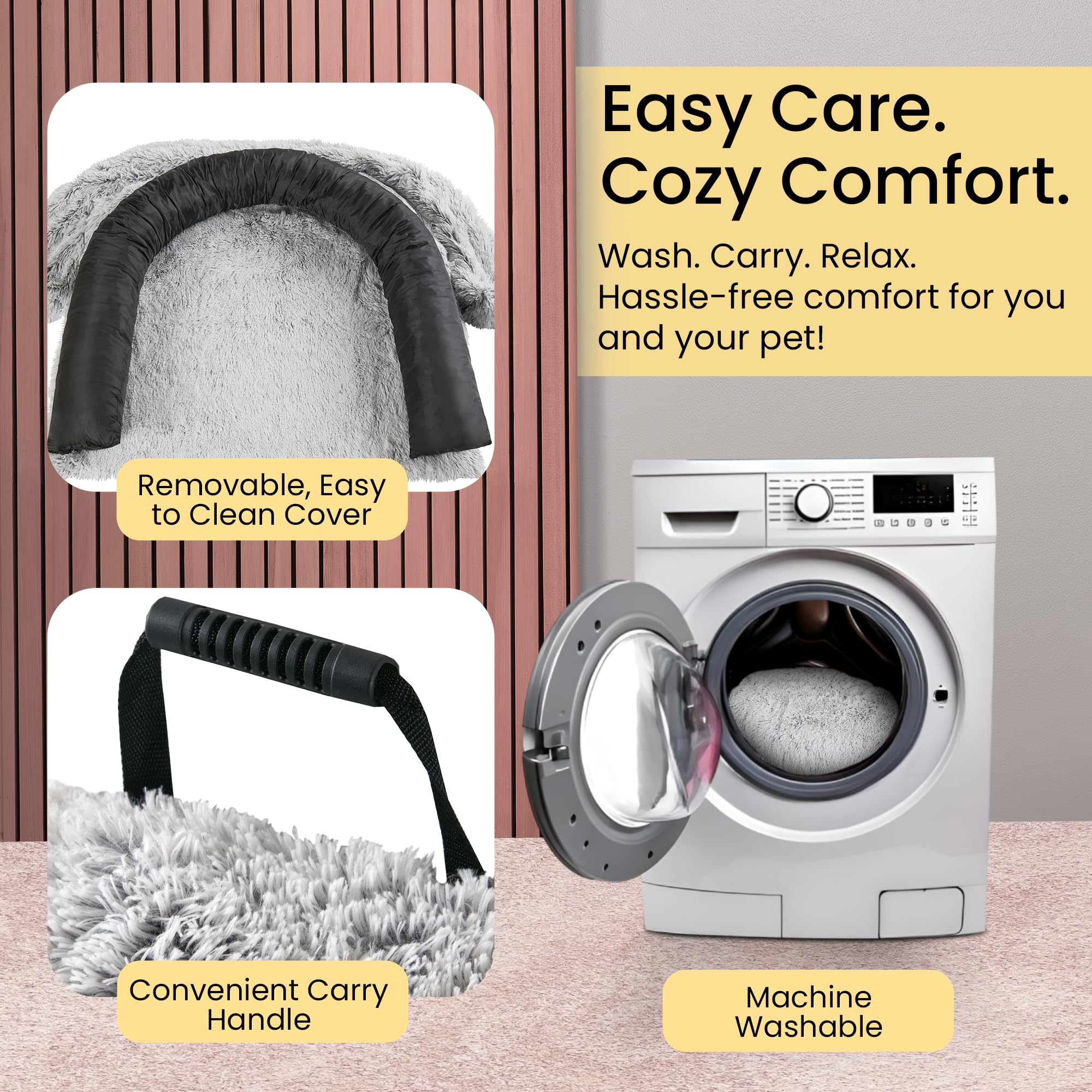 Codi machine-washable label simplifies cleaning after shedding or accidents.
