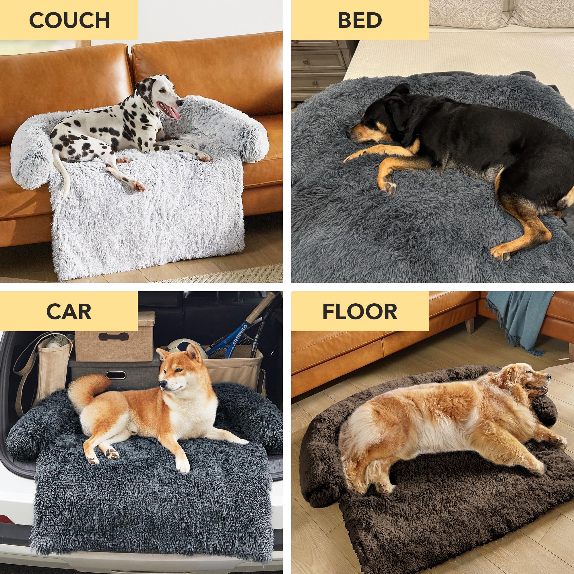 Codi Large Calming Dog Bed removable-cover demonstrates easy washing after shedding.