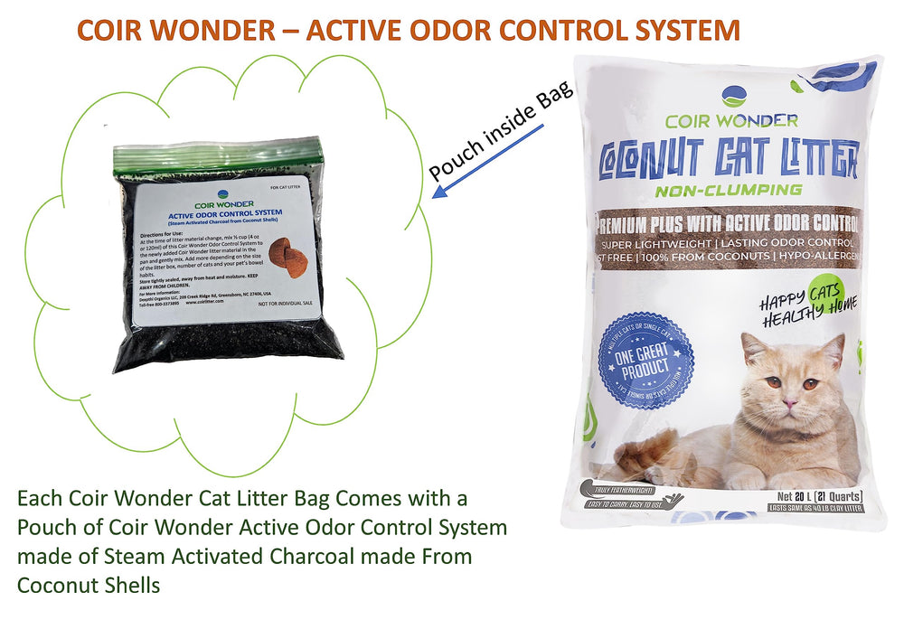 Coir Wonder cat litter in a box illustrates simple setup and reduced tracking