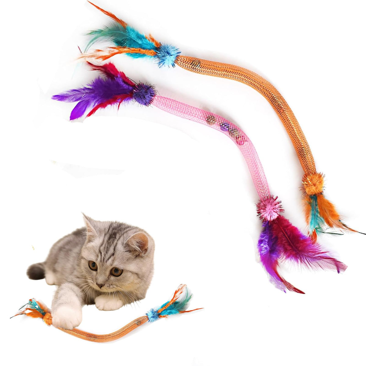Coivnl indoor cat toys with feather and bells promote active play