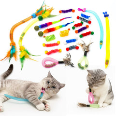 Coivnl feather elastic mesh toy engages indoor cats with fluttering motion for interactive play