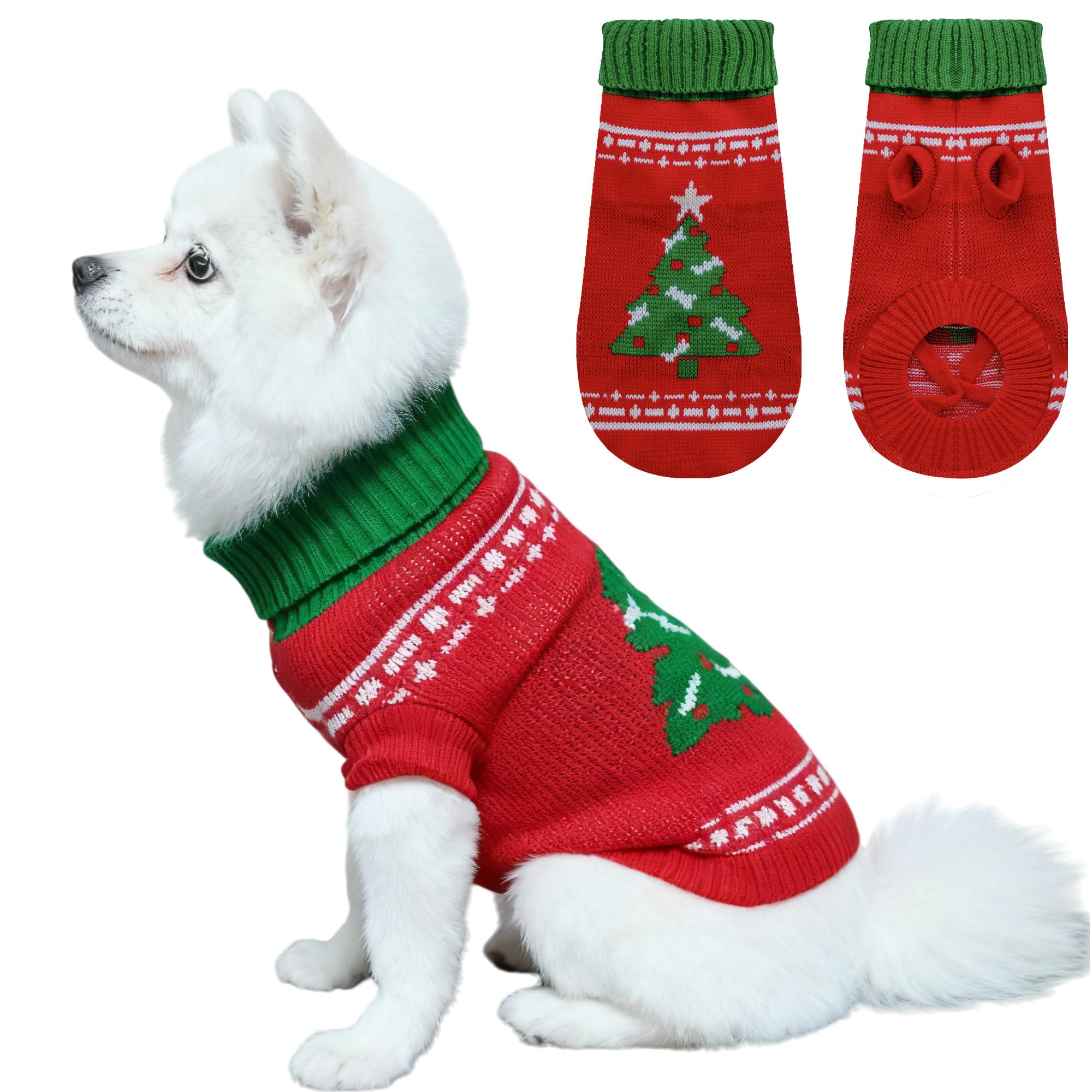 COJBPET knitted dog sweater front view for snug warmth on small dogs.