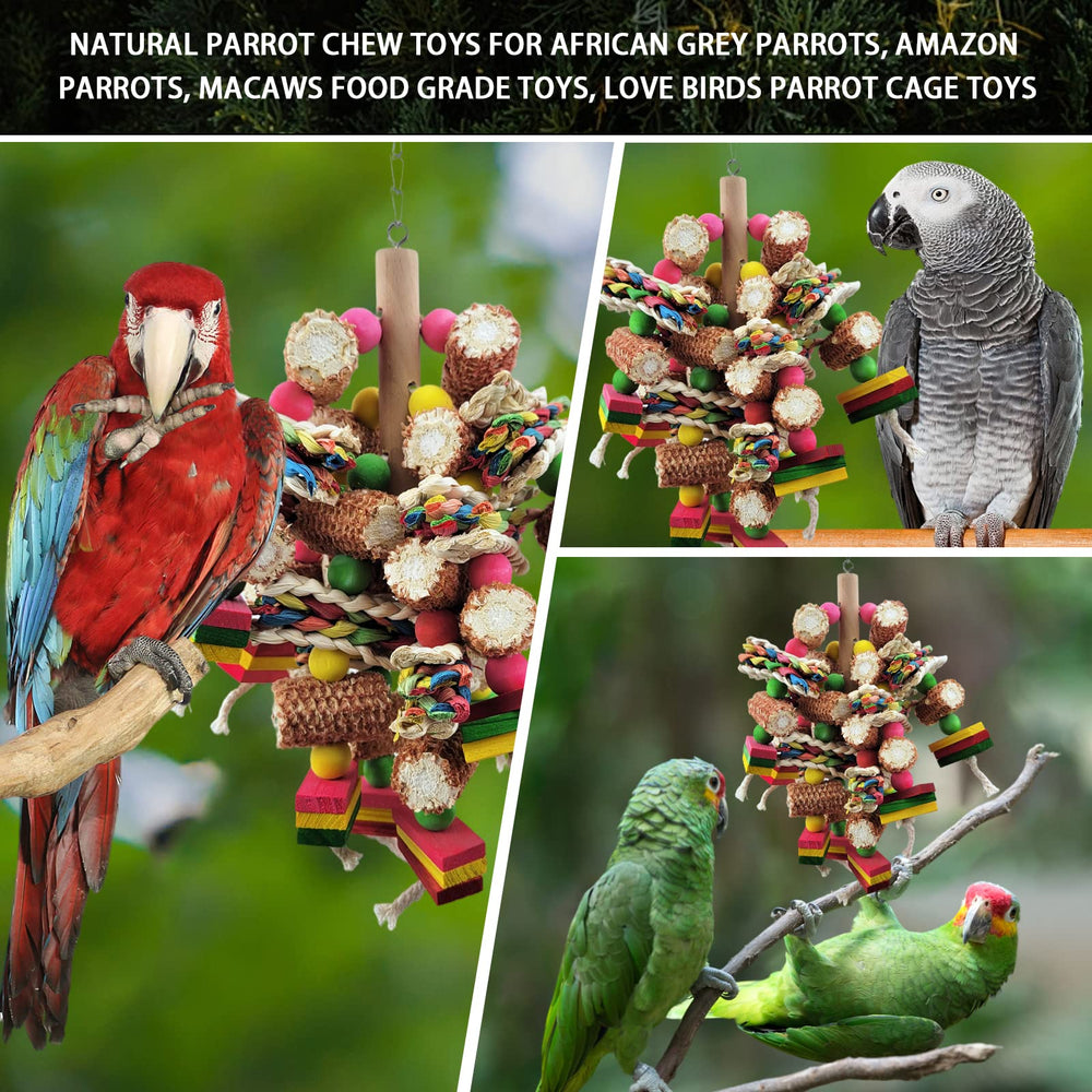 Cokliomc bird toys emphasize beak exercise and mental stimulation for parrots.