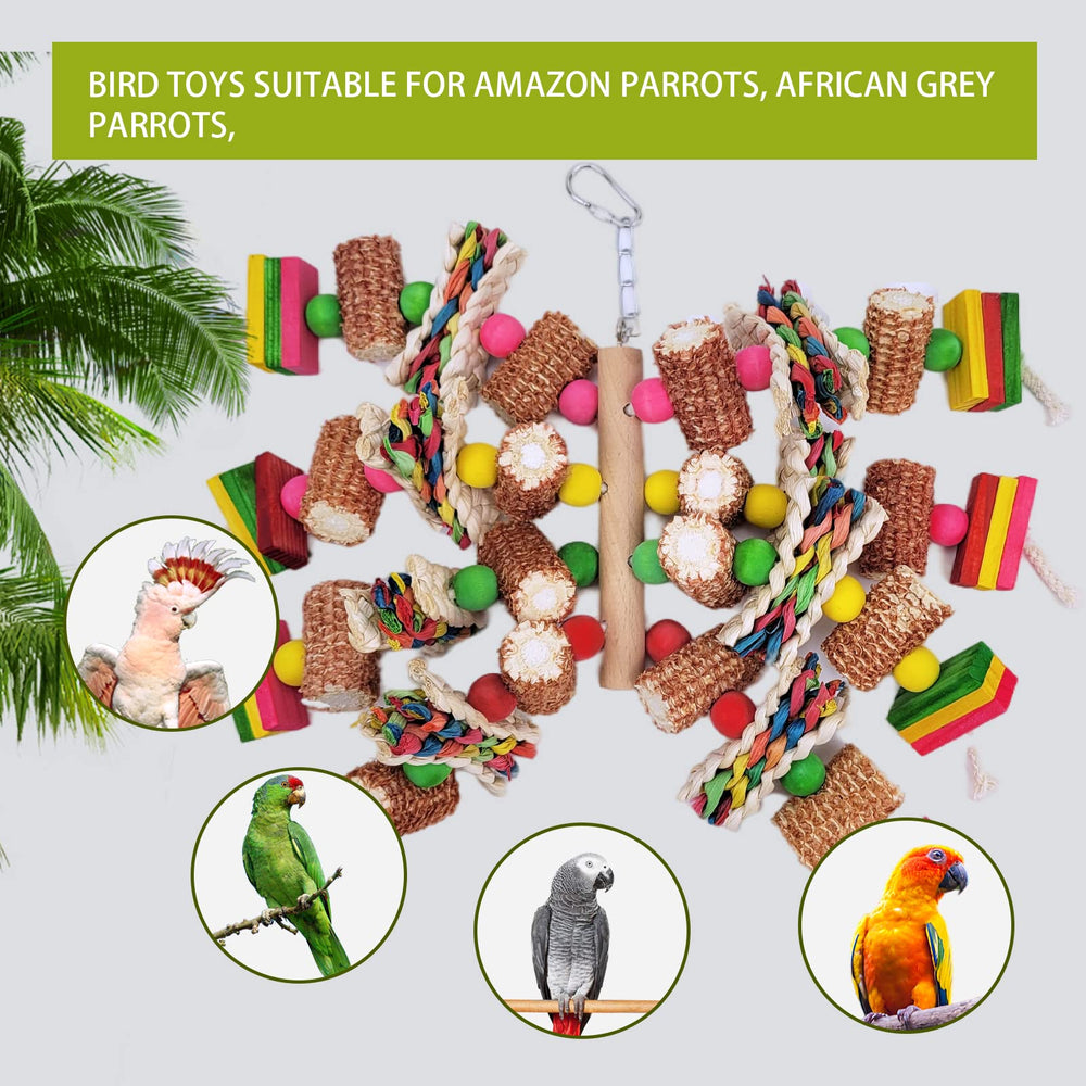 Cokliomc bird toys feature easy-install hooks for quick cage setup.