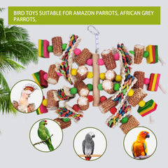 Cokliomc bird toys feature easy-install hooks for quick cage setup.
