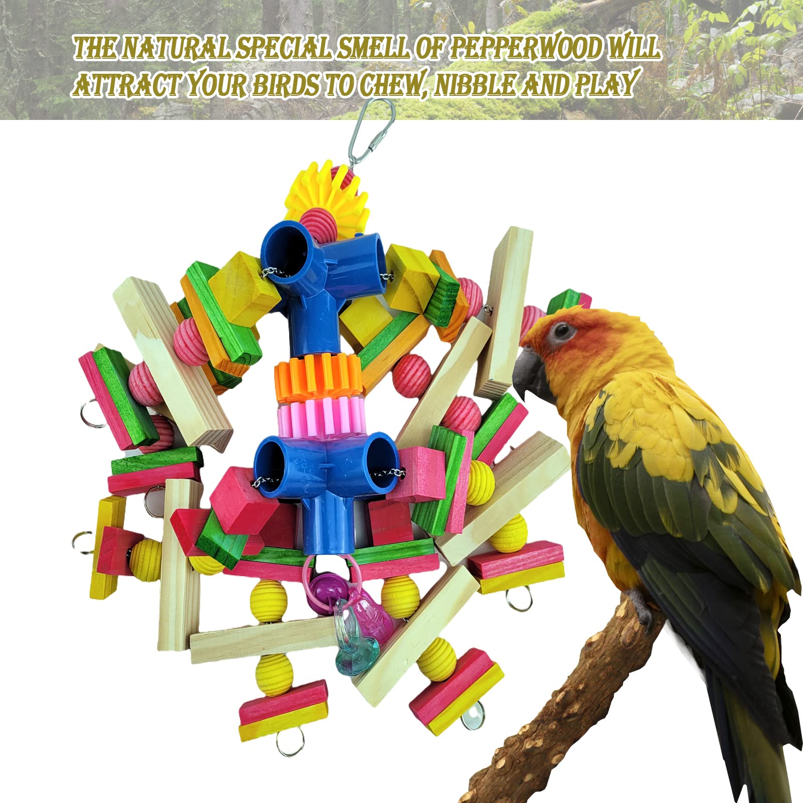 Cokliomc parrot toys with food-grade dyes for safe colorful play and enrichment.