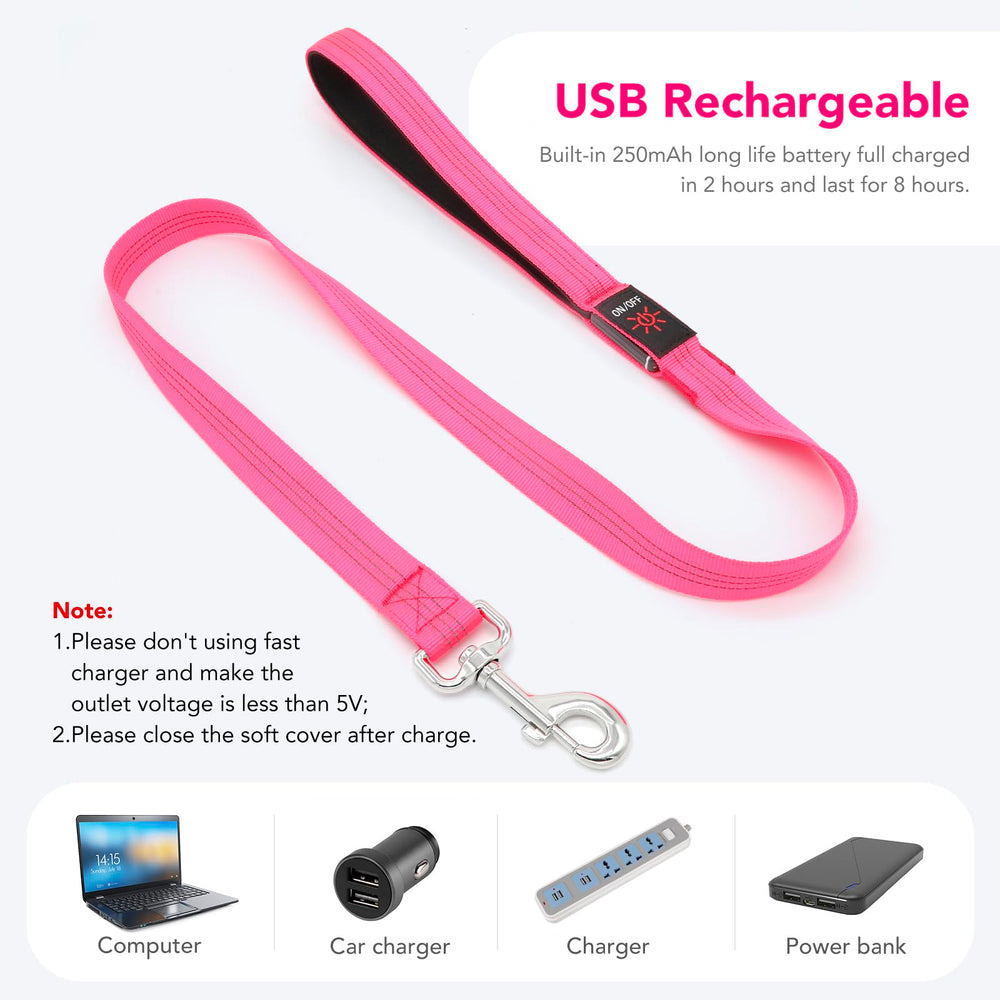 Colaseeme LED leash with metal clip for easy attachment.