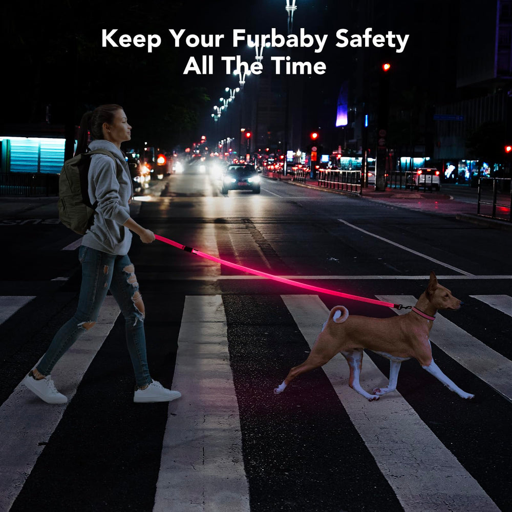 Colaseeme LED leash pairs with collar for enhanced night visibility.
