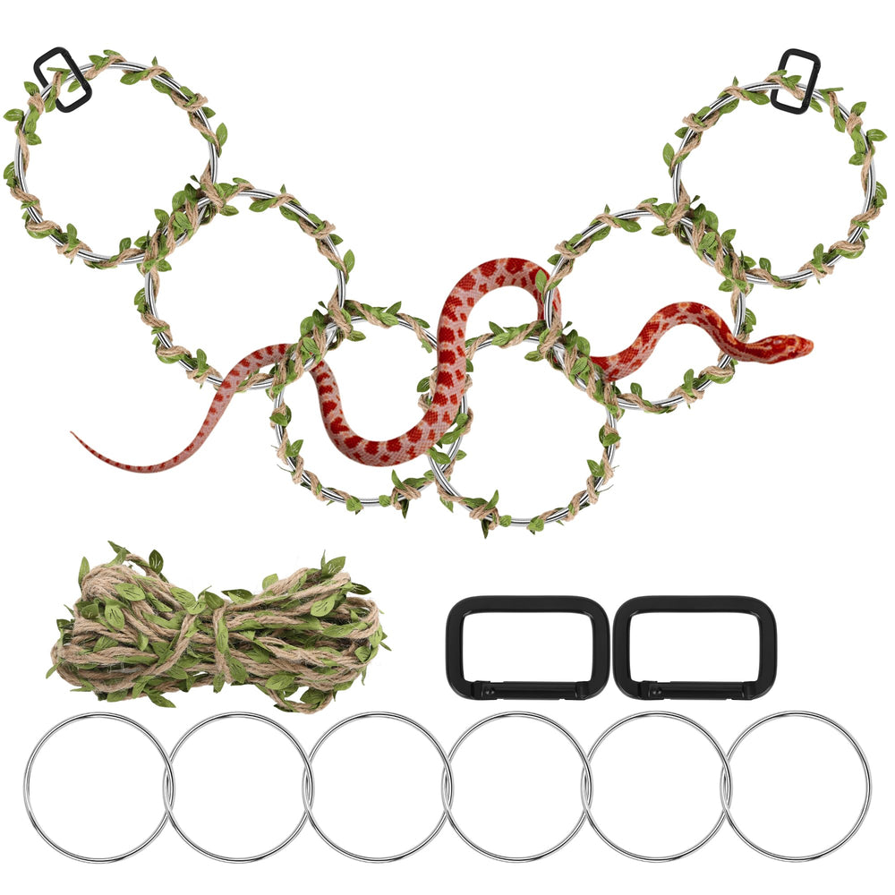 Coldairsoap big snake enrichment rings setup with stainless steel climbers for safe snake climbing.