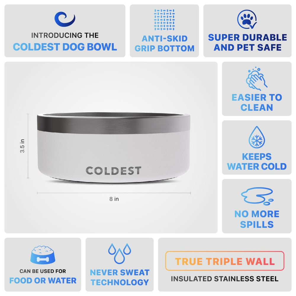 Coldest Water Epic White 64 oz dog bowl suited for large pets and households.