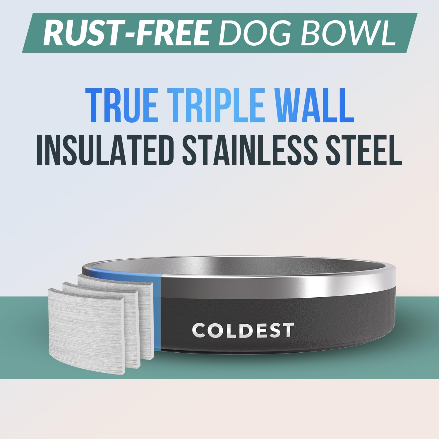 Coldest Water dog bowl with non-slip base prevents spills during mealtime