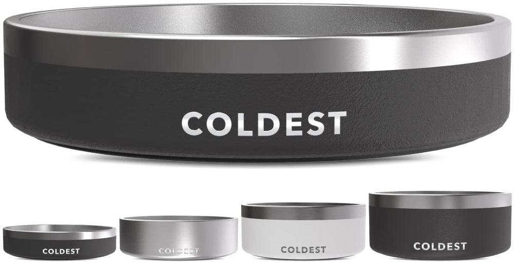 Coldest Water dog bowl stealth black 21oz closeup shows insulated design for fresh water