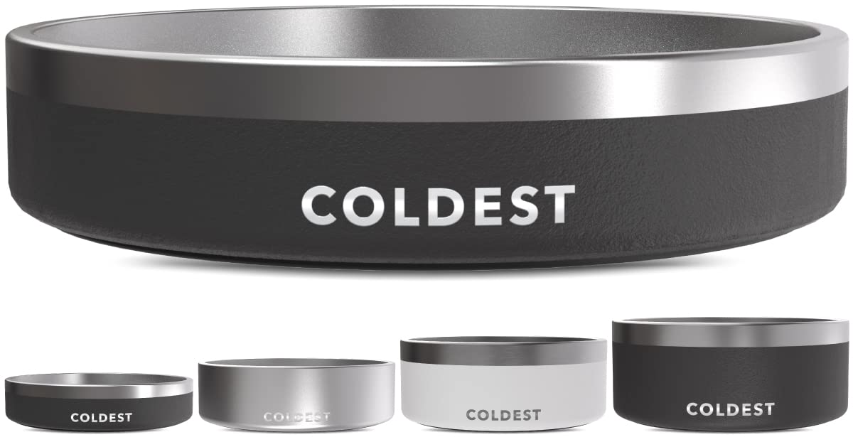 Coldest Water dog bowl stealth black 21oz closeup shows insulated design for fresh water