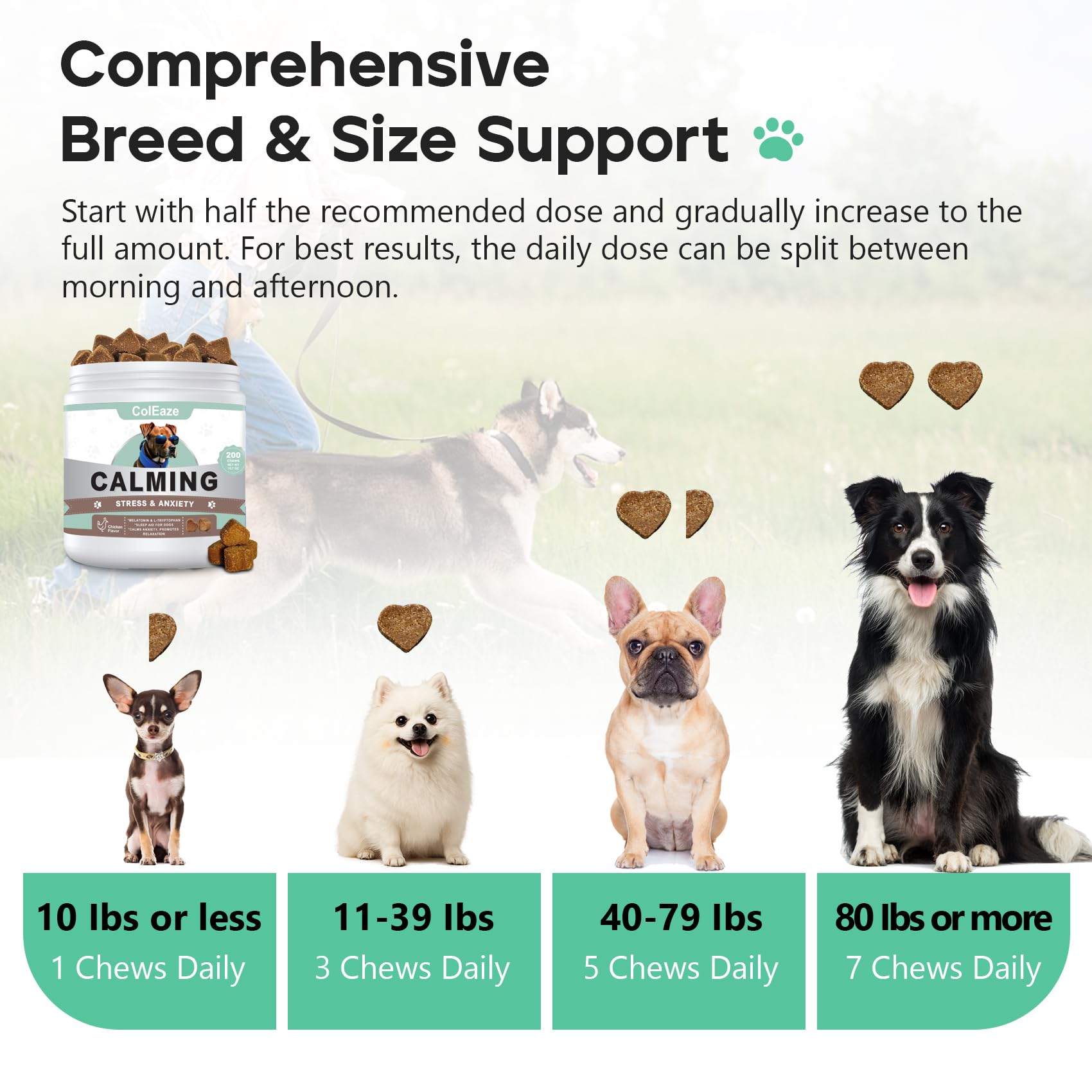 ColEaze Calming Chews box on shelf suggesting vet recommendation and safety