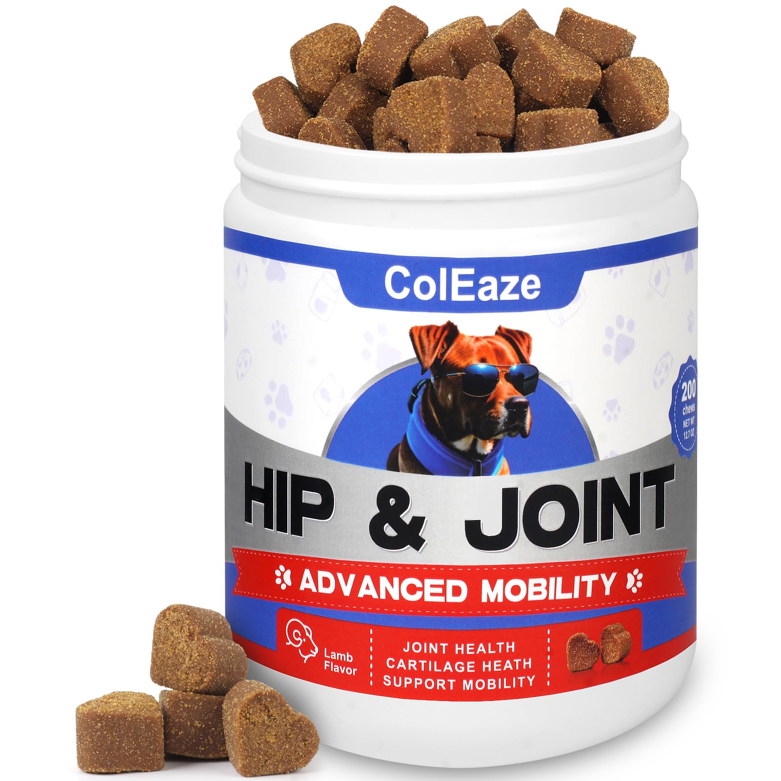 Coleaze dog joint soft chews lamb flavor close-up for tasty joint support.