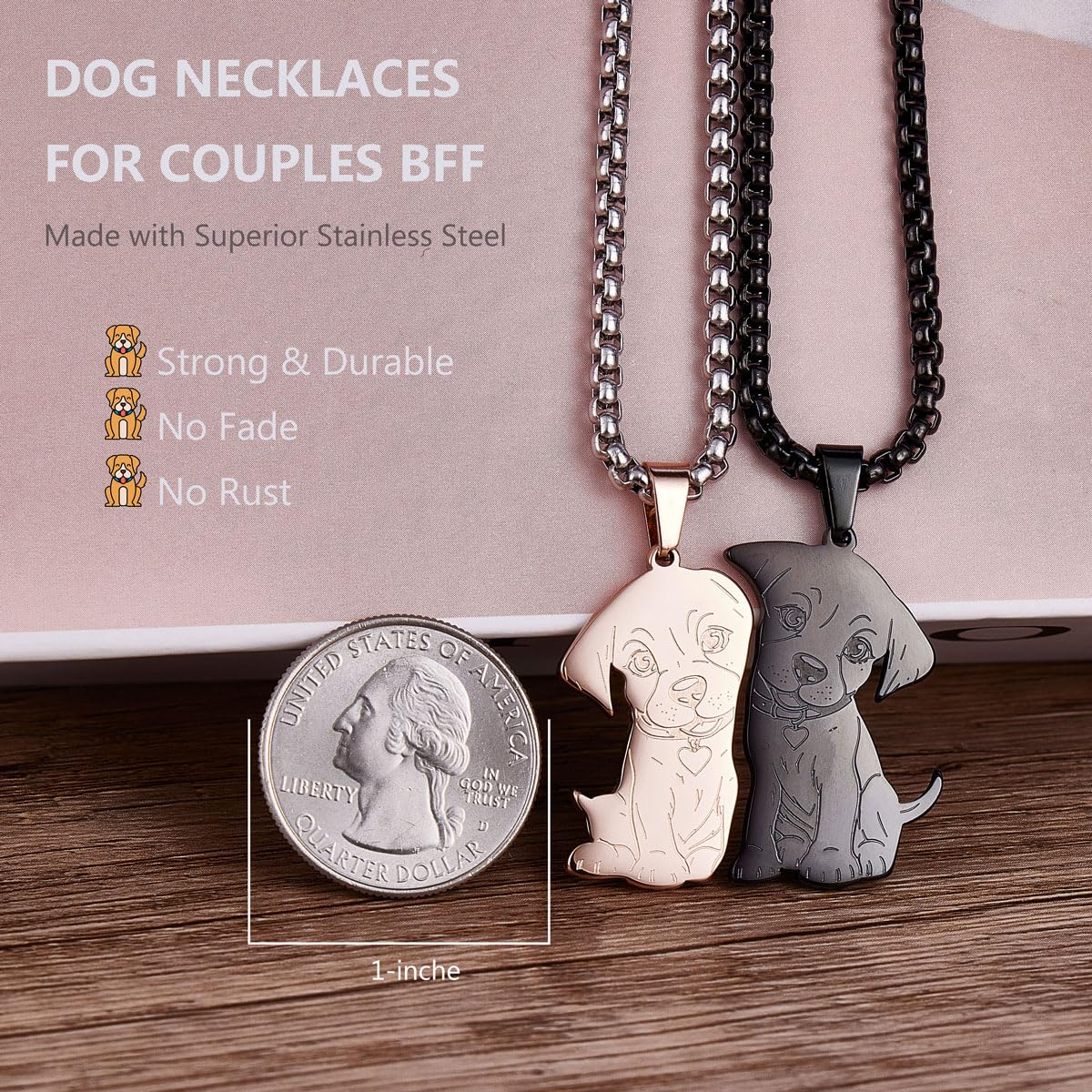 Colentine detailed pendant front view—two-dog motif with premium finish.
