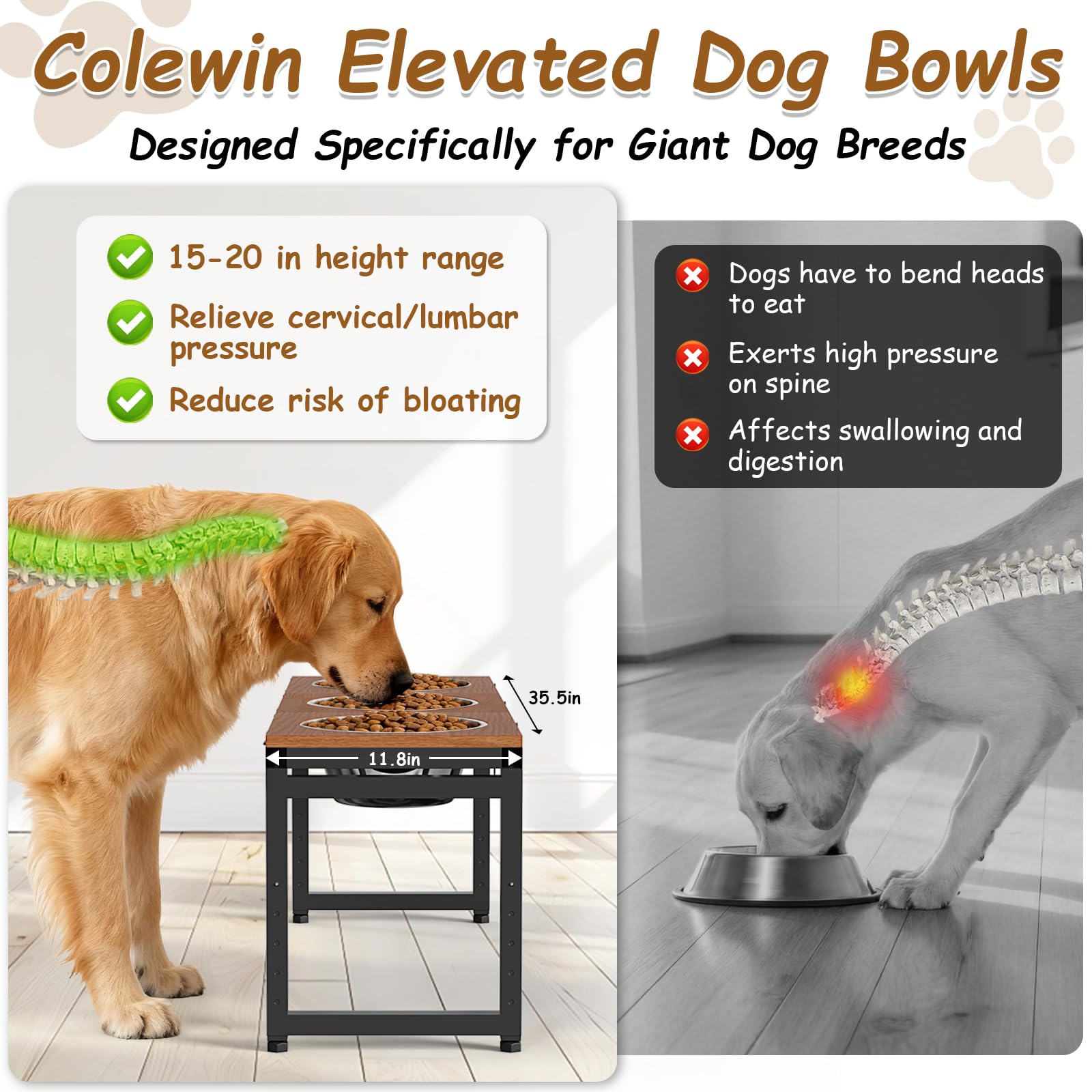 Colewin adjustable-height stand showing five height options for meals.