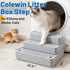 Colewin adjustable litter box step riser1 elevates height for mid-size litter boxes.