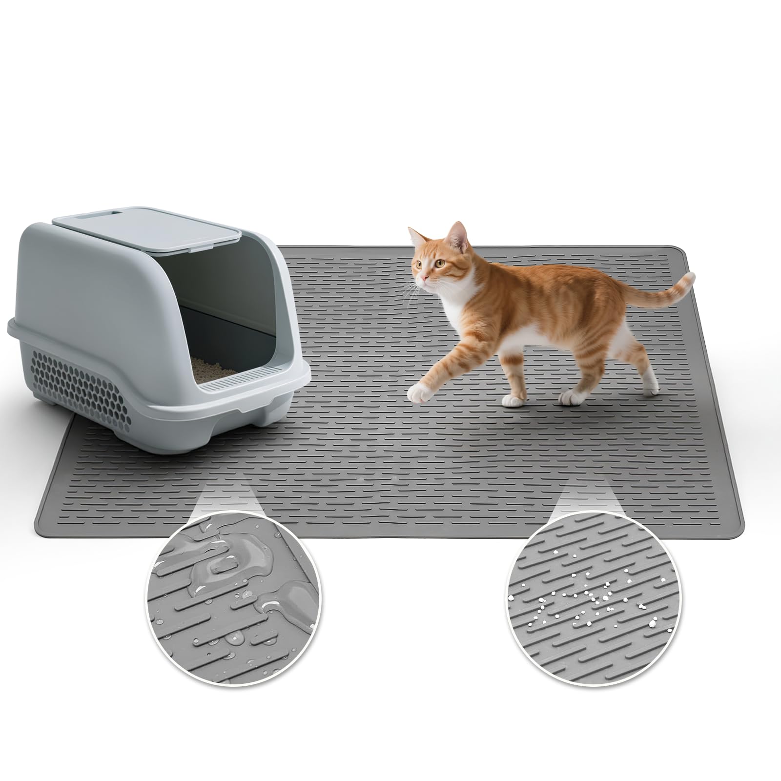 Colewin cat litter mat close-up showing raised edges trapping litter for cleaner floors