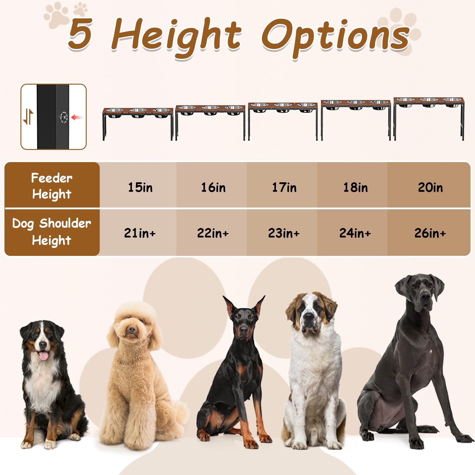 Colewin sturdy iron frame supports a durable large breed feeding station.