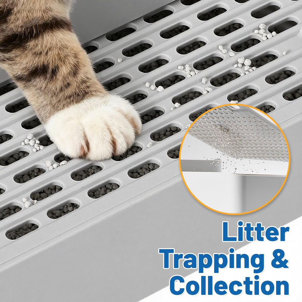 Colewin litter box step grates trap litter while guarding paws during entry.