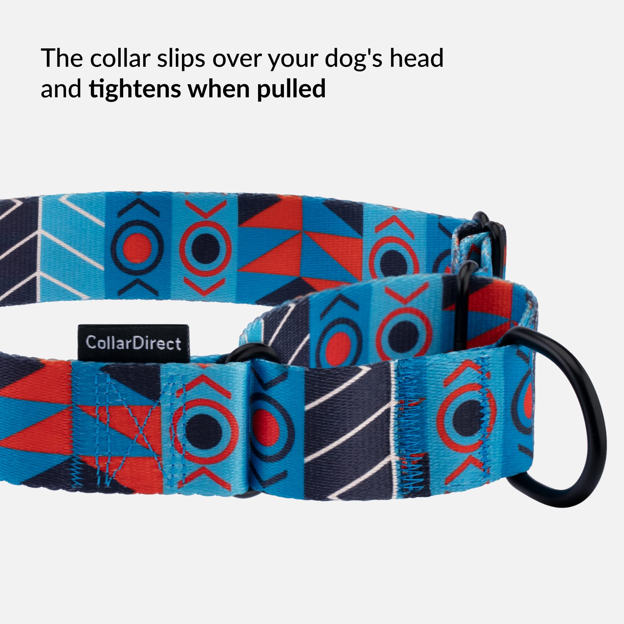 CollarDirect Aztec Martingale Collar close-up of durable metal hardware for reliable performance.