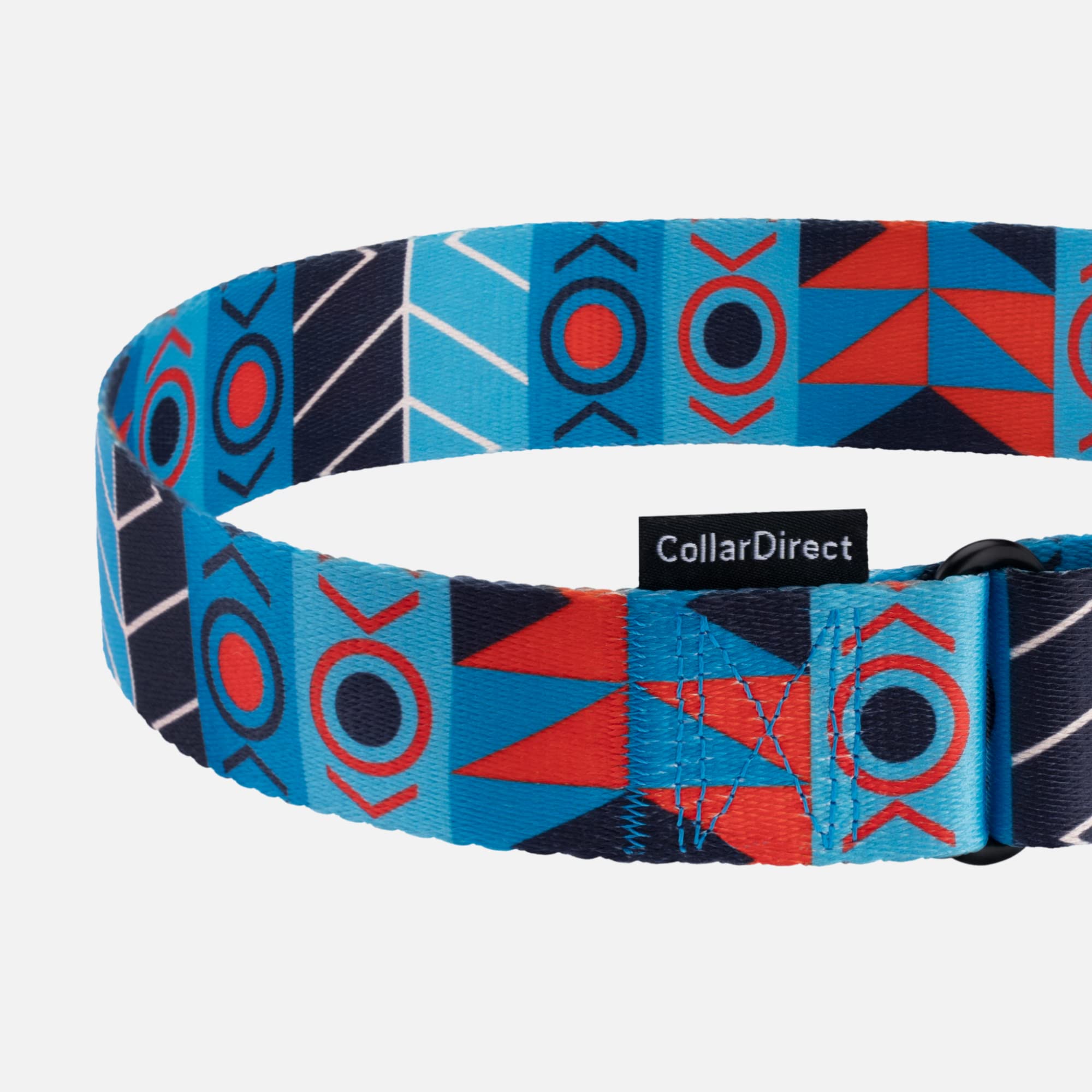 CollarDirect Aztec Martingale Collar soft nylon blue pattern for comfortable leash control during training.