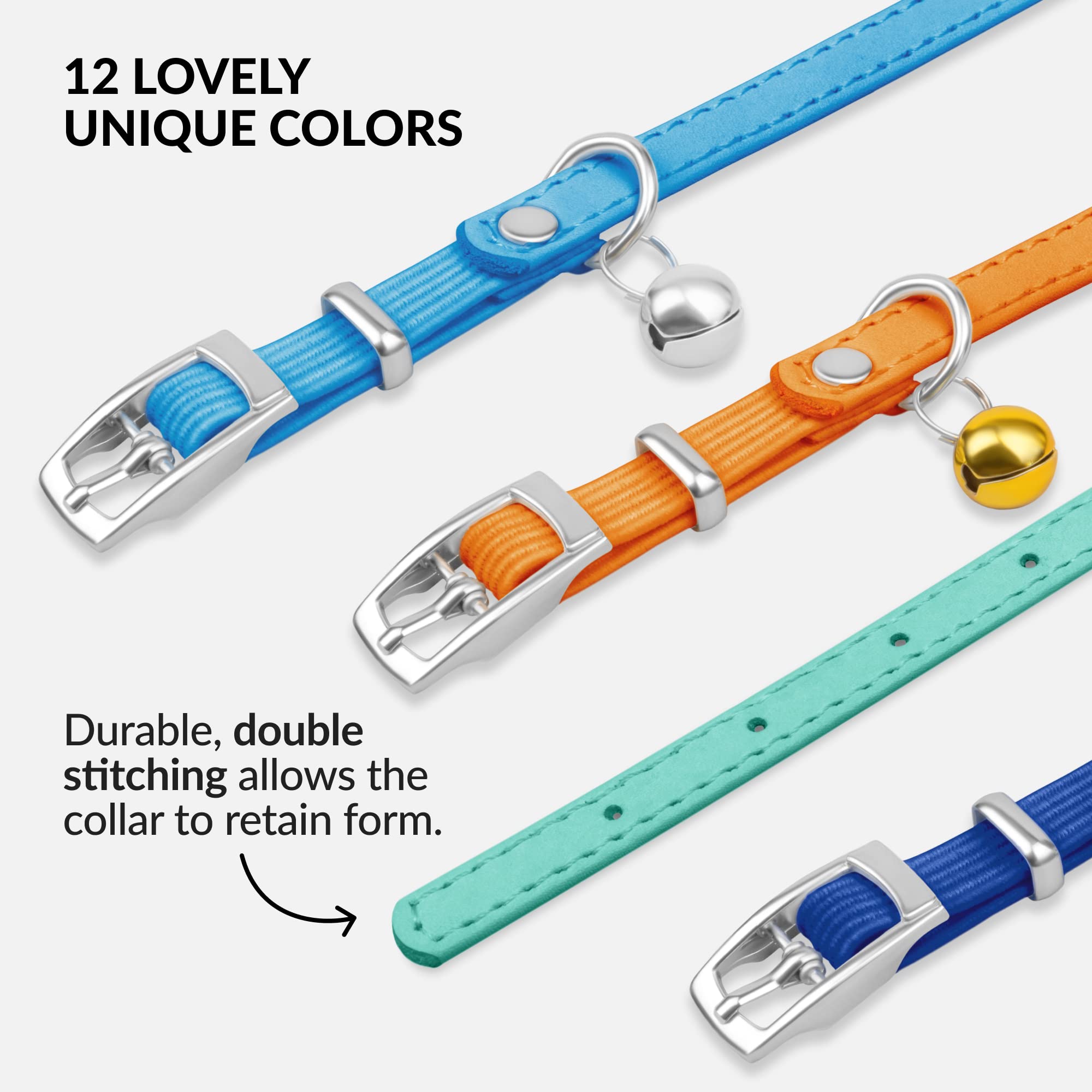 CollarDirect leather collar with bright bell enhances visibility and monitoring.