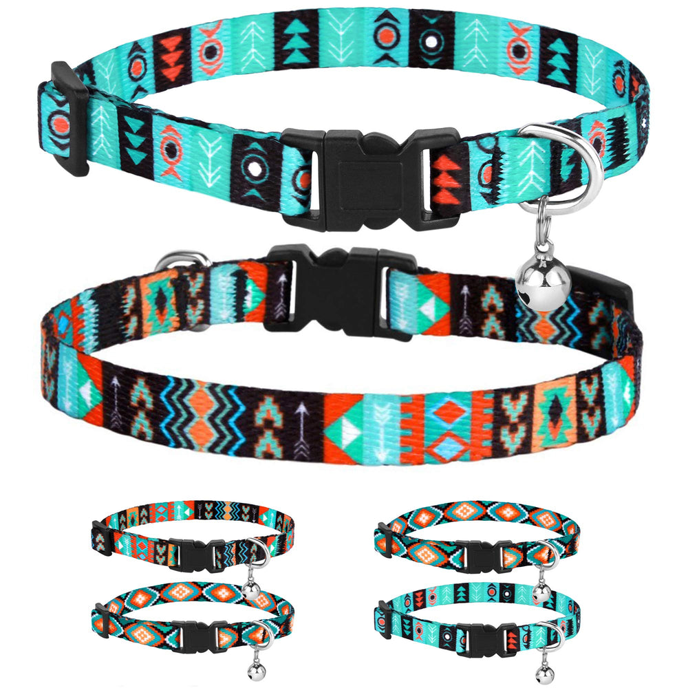 CollarDirect breakaway collar with bell in tribal aztec print helps locate your cat.